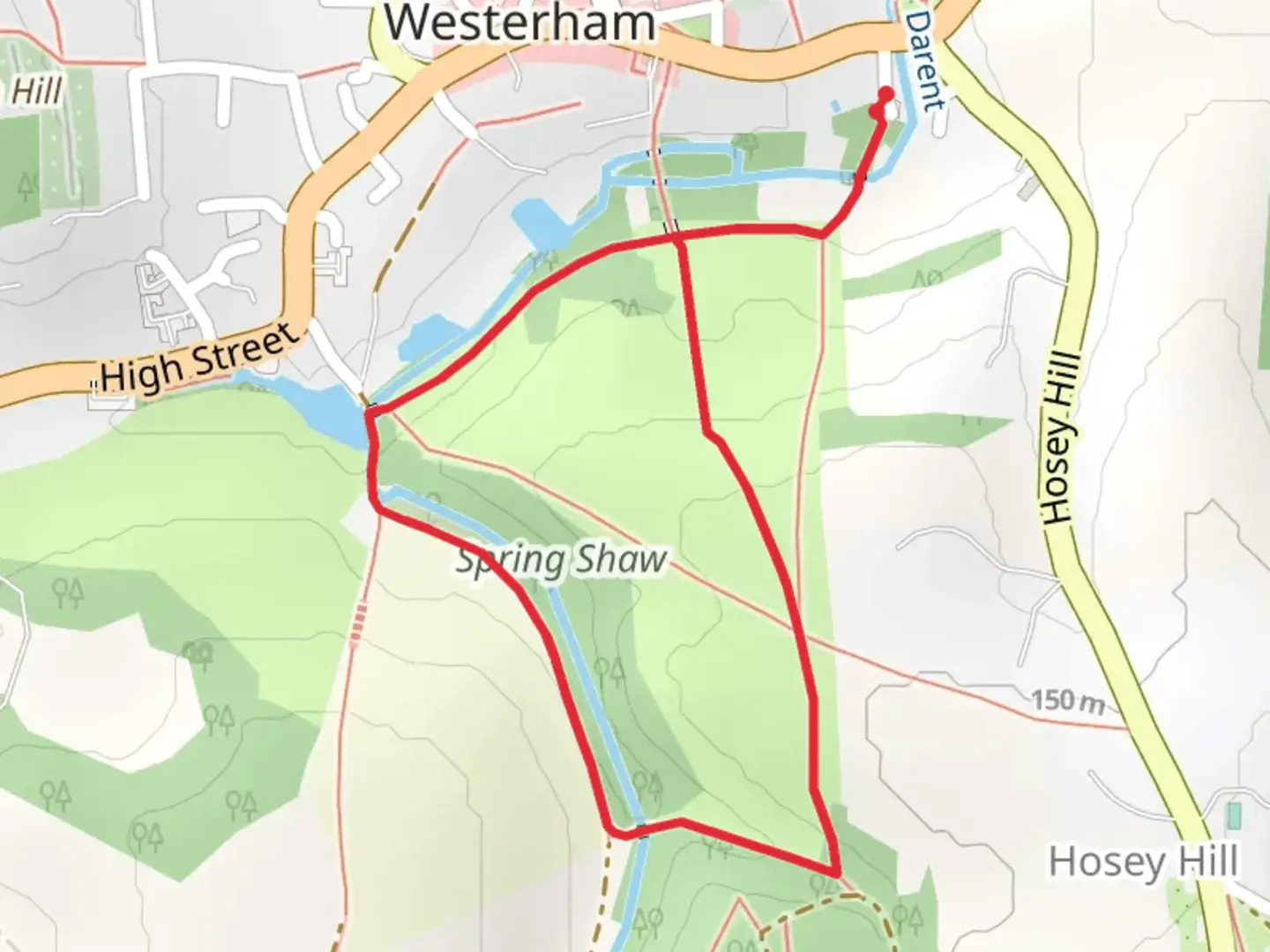 An image depicting the trail Spring Shaw Loop and its surrounding area.