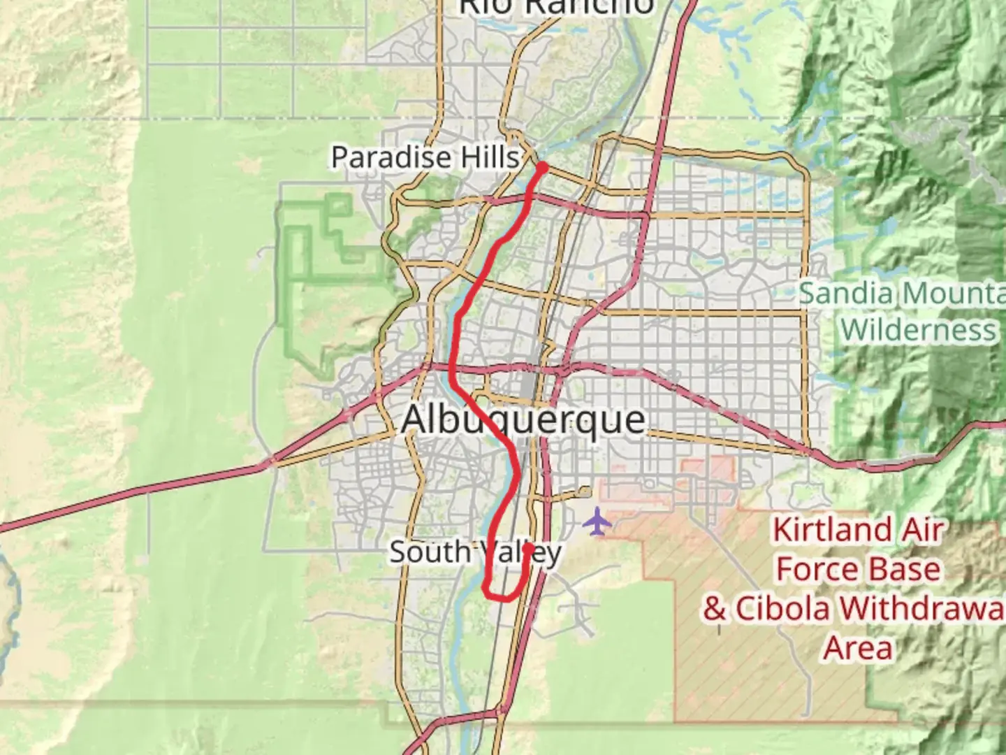 An image depicting the trail Paseo del Bosque and Riverside Trail and its surrounding area.