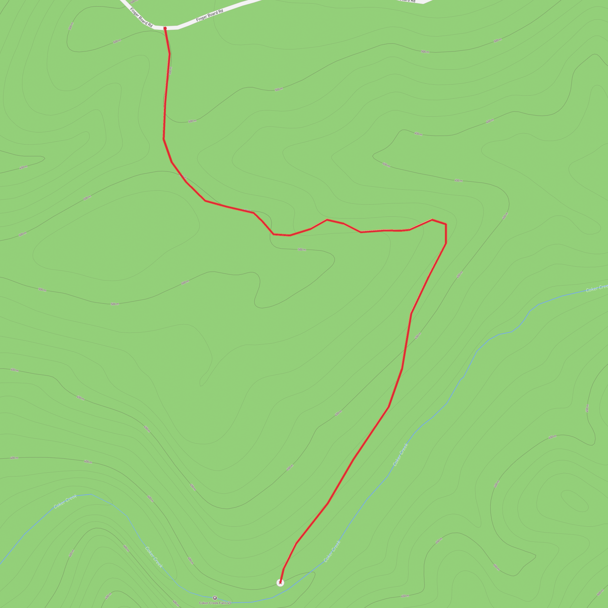 Coker Creek Falls mobile static map