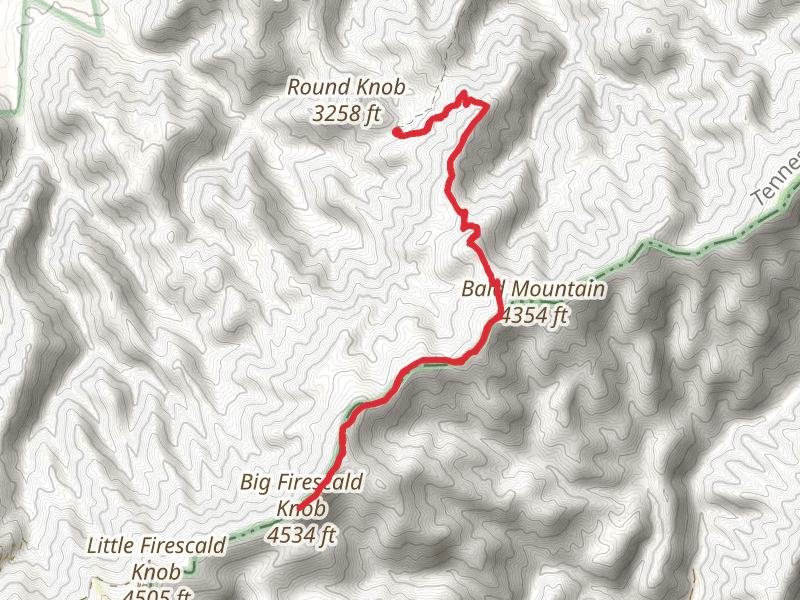 Big Firescald and Knob Licklog Gap and Round Knob Road