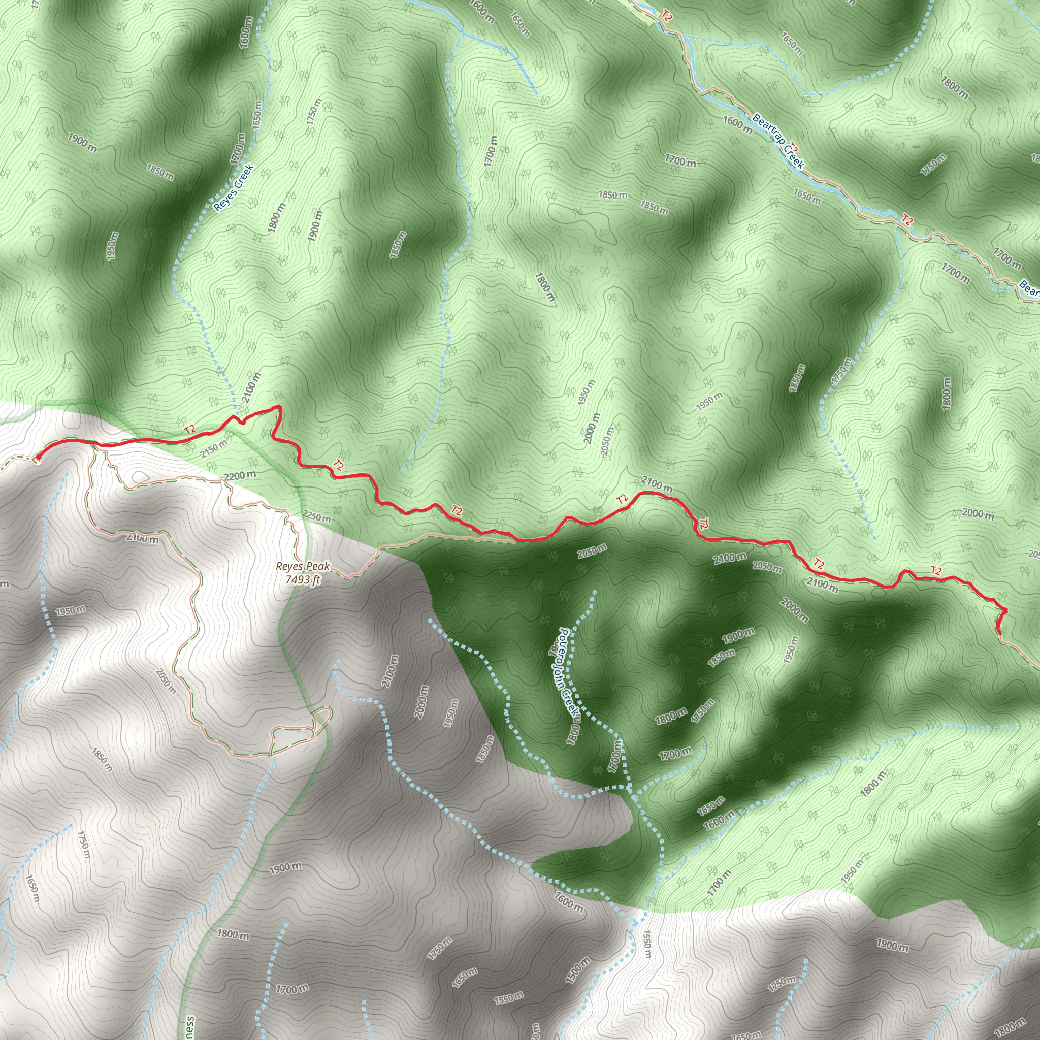 Reyes Peak Trail Out and Back mobile static map