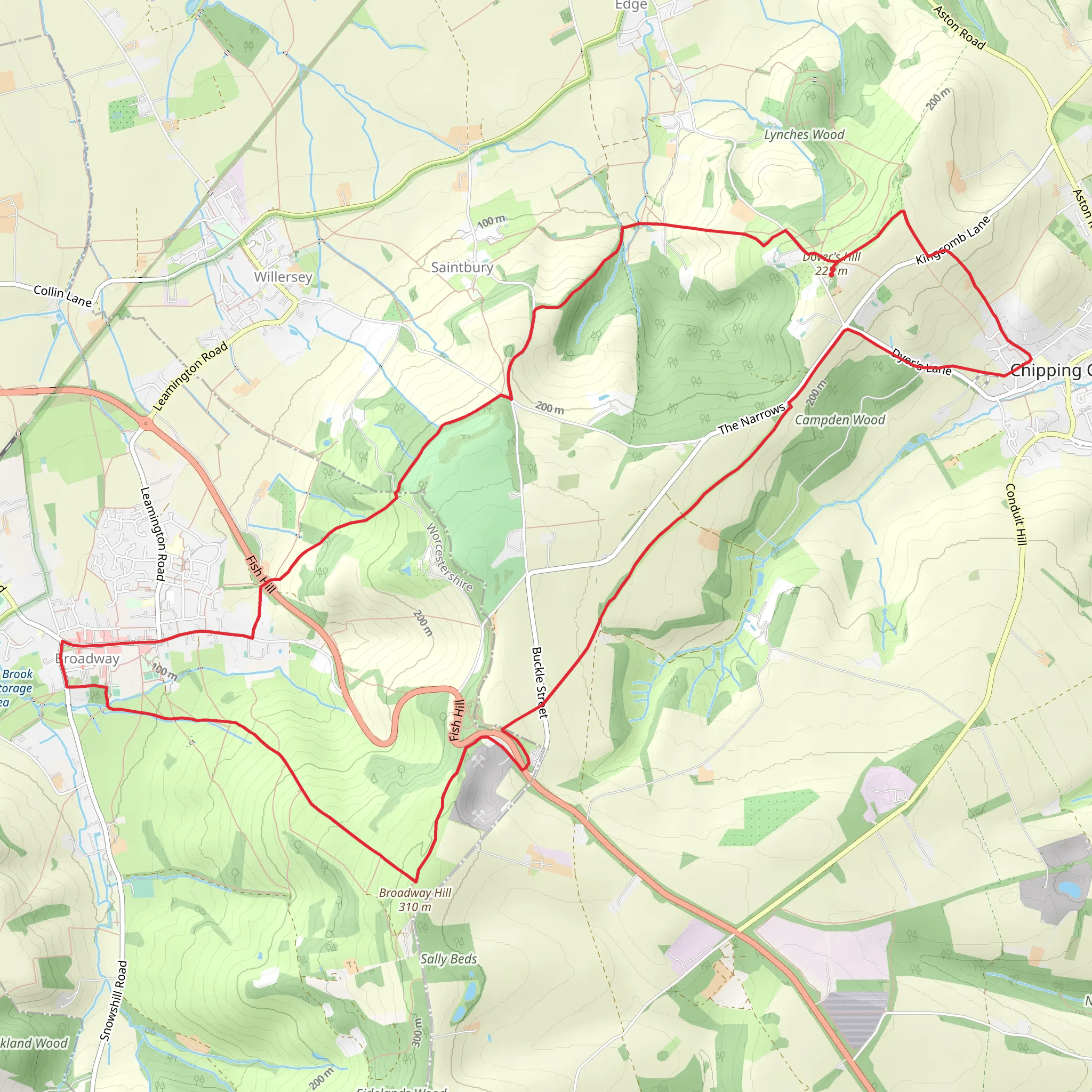 Chipping Campden, Broadway and Broadway Tower (1) mobile static map