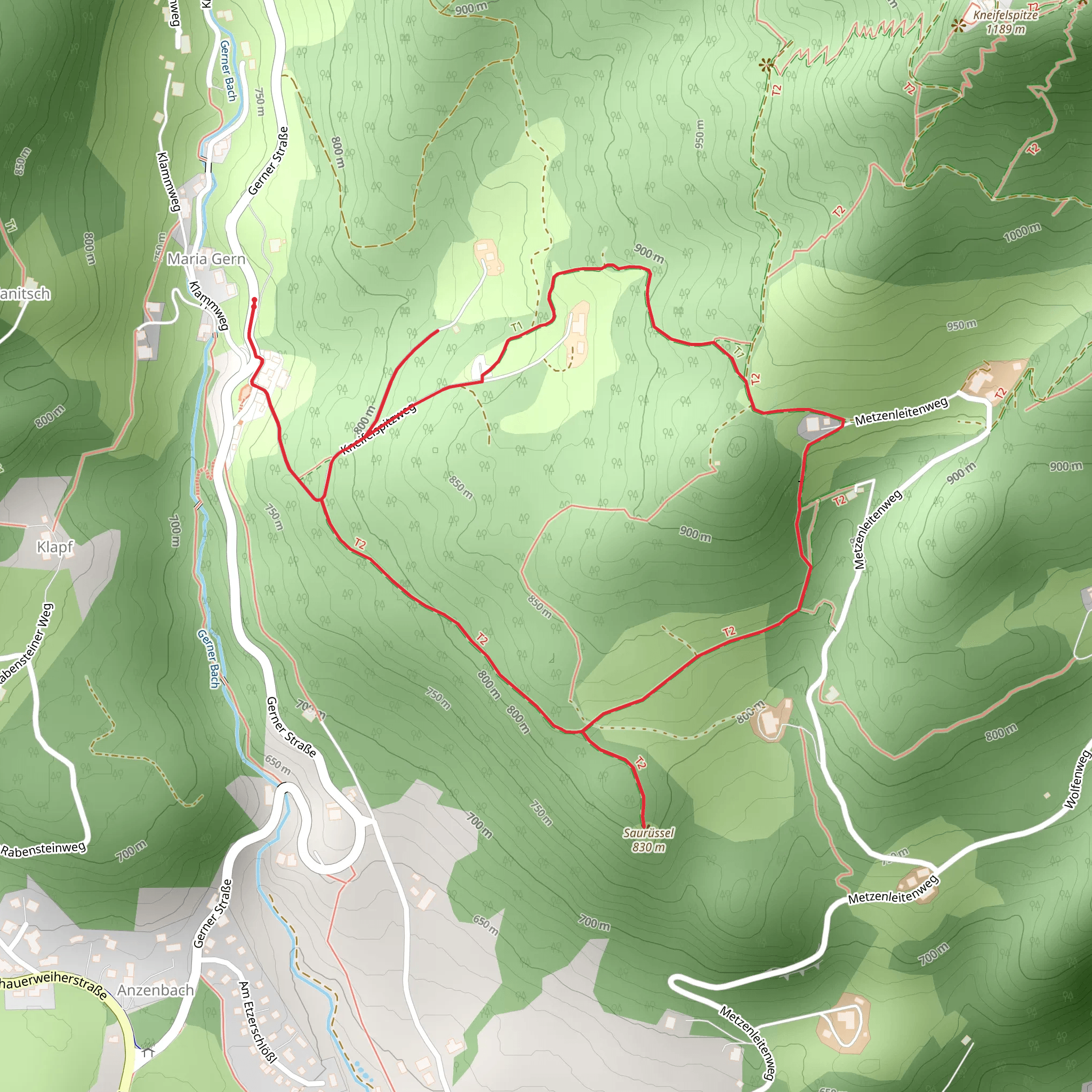Marxenhoehe and Kneifelspitzweg Loop mobile static map