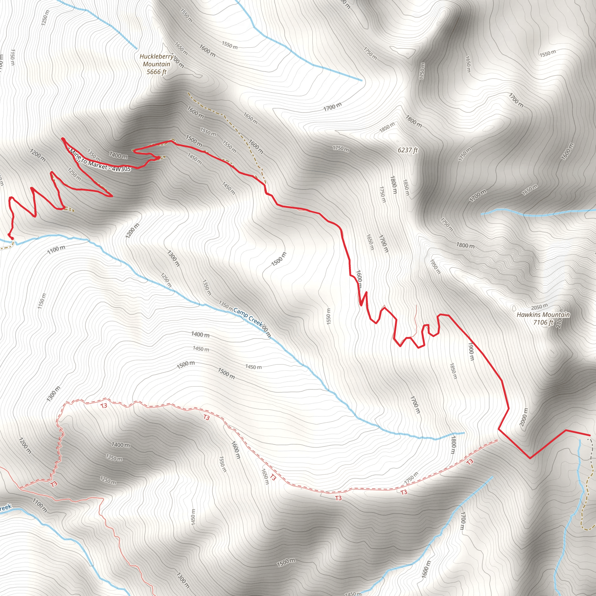 Camp Creek Mine Trail mobile static map