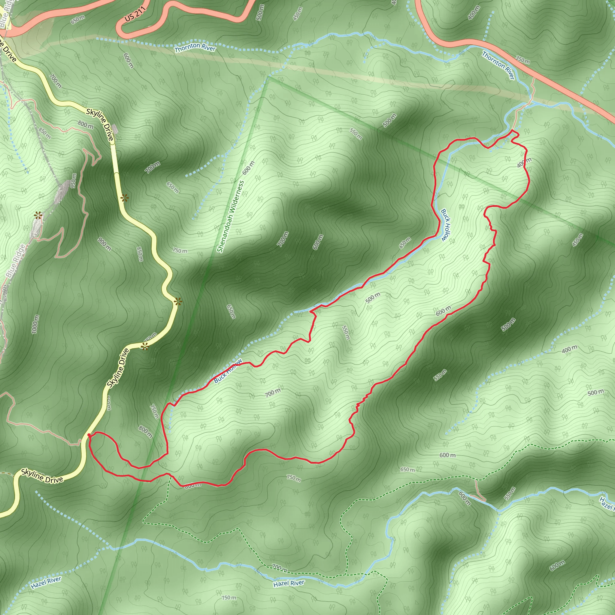 Buck Hollow Trail and Buck Ridge Loop Trail mobile static map