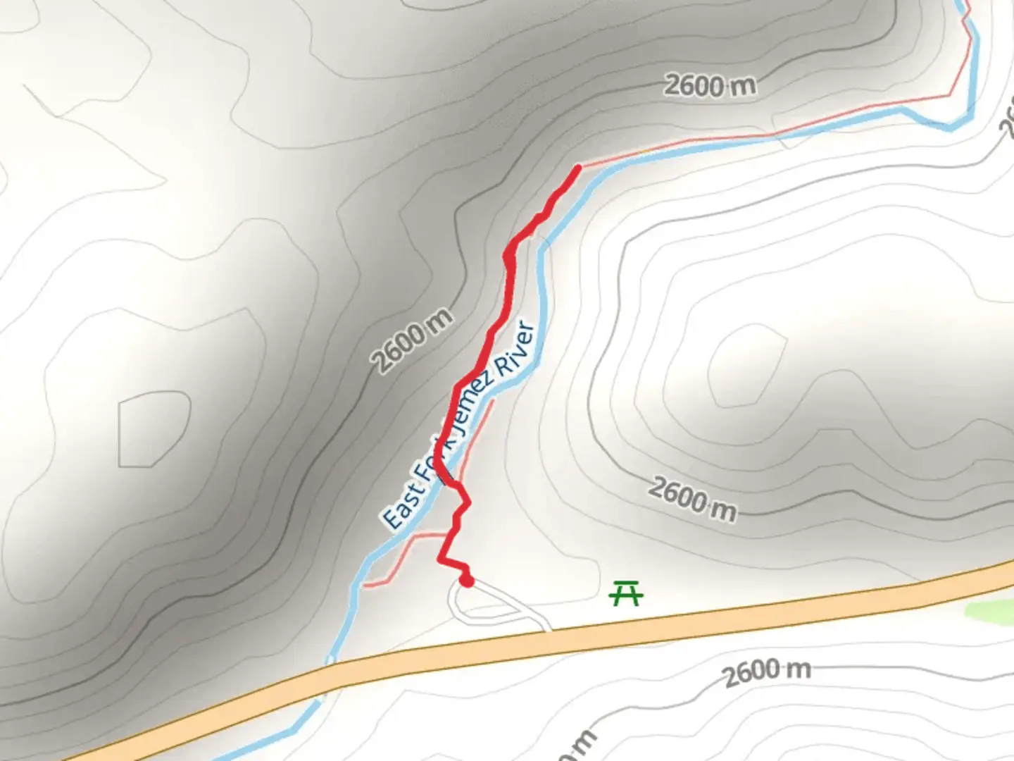 An image depicting the trail East Fork Jemez River Out and Back and its surrounding area.