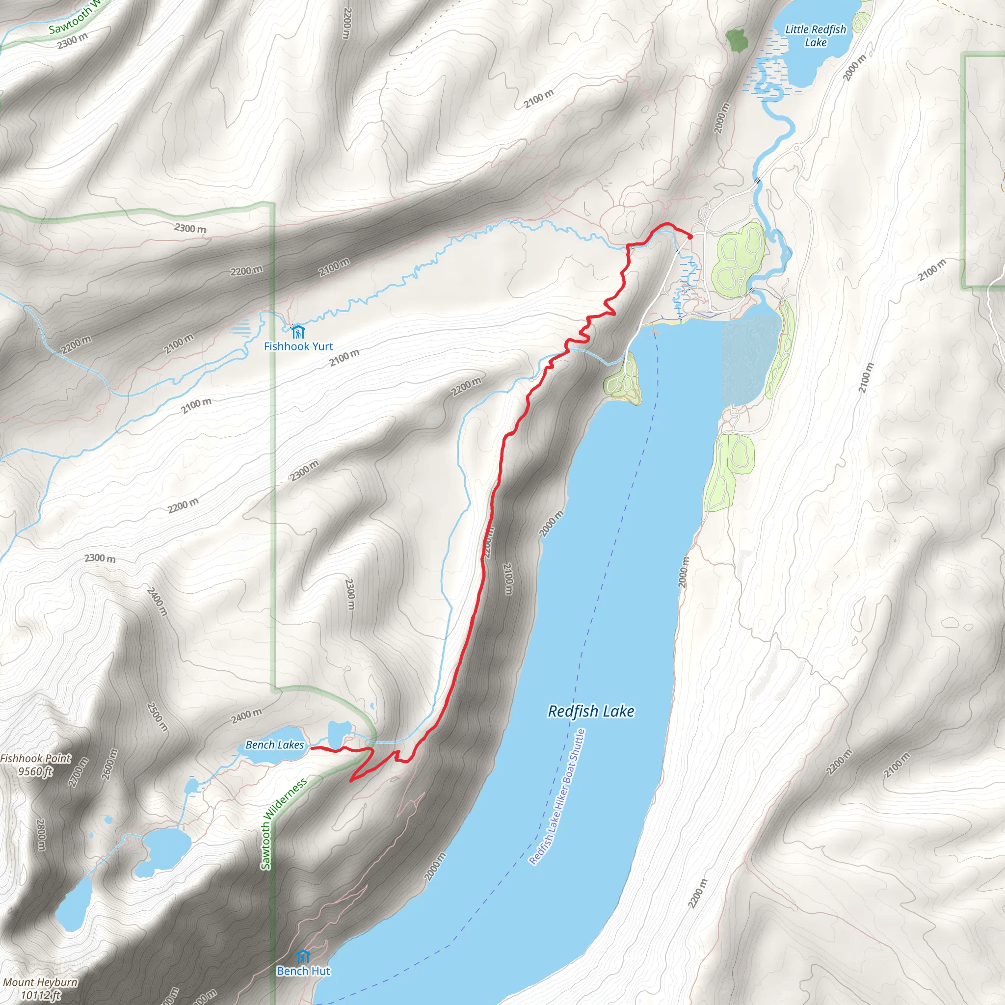 Bench Lakes via Fishhook Trail mobile static map