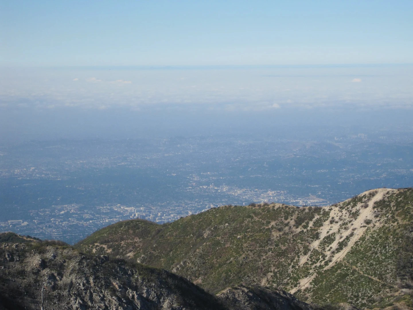 An image depicting the trail San Gabriel Peak via Mount Disappointment Road and its surrounding area.