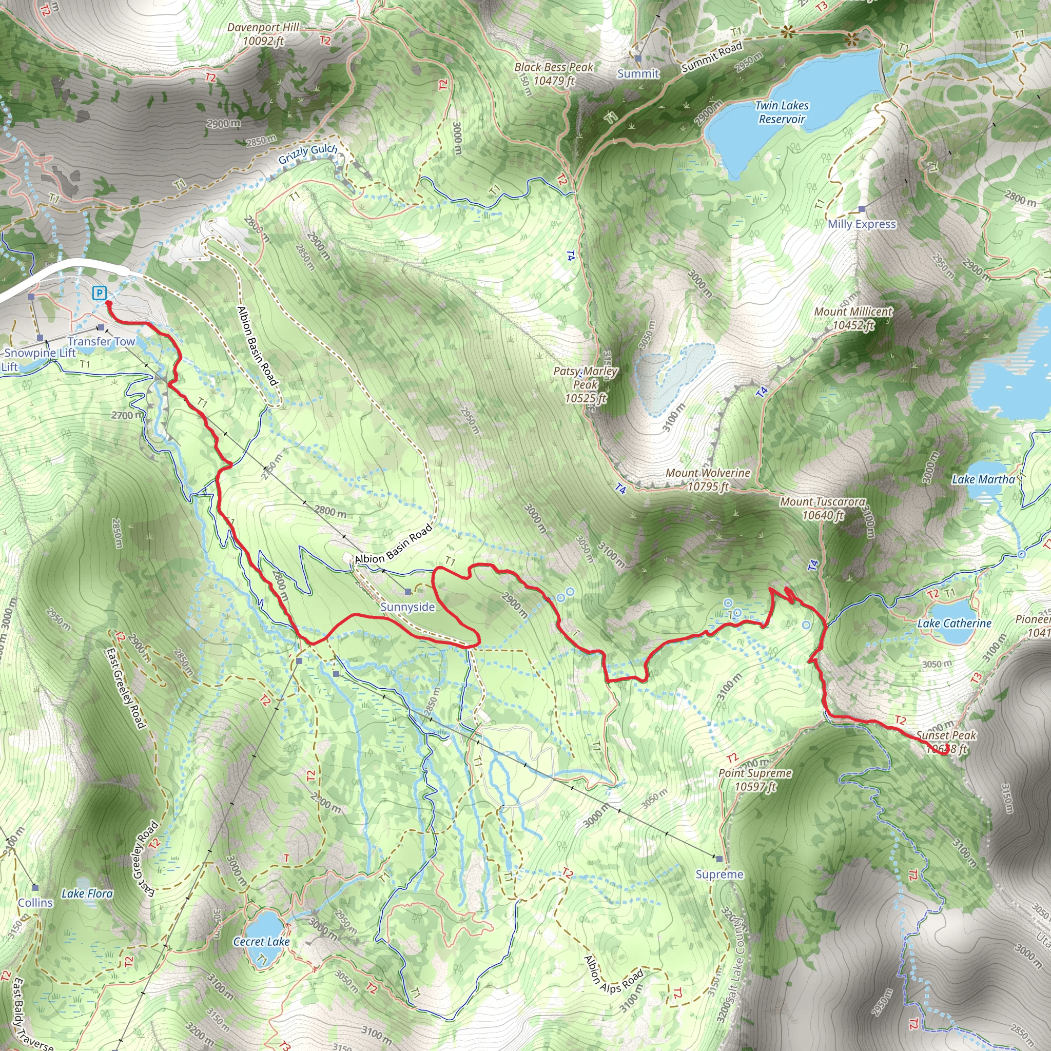 Sunset Peak via Catherine's Trail mobile static map