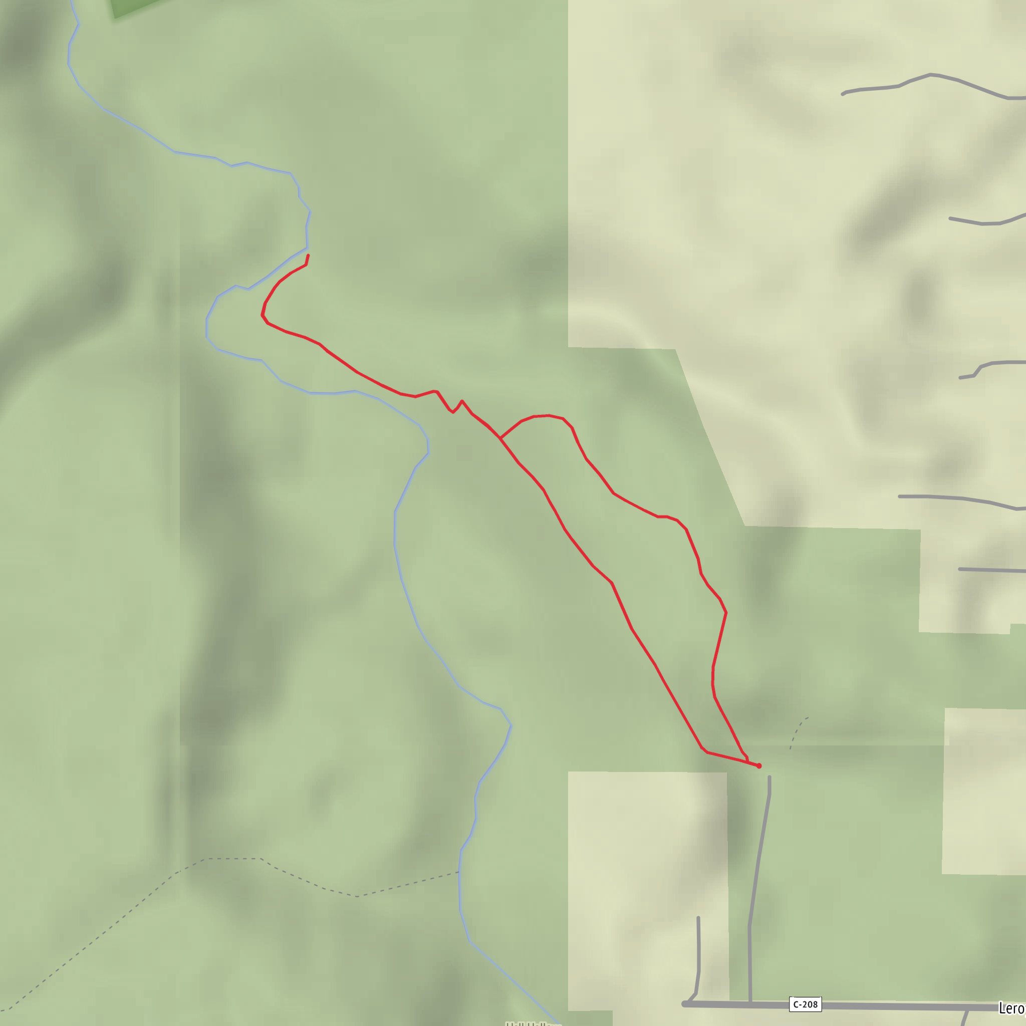Hell Hollow Waterfall via Beech Ridge Loop Trail and Wildcat Trail mobile static map