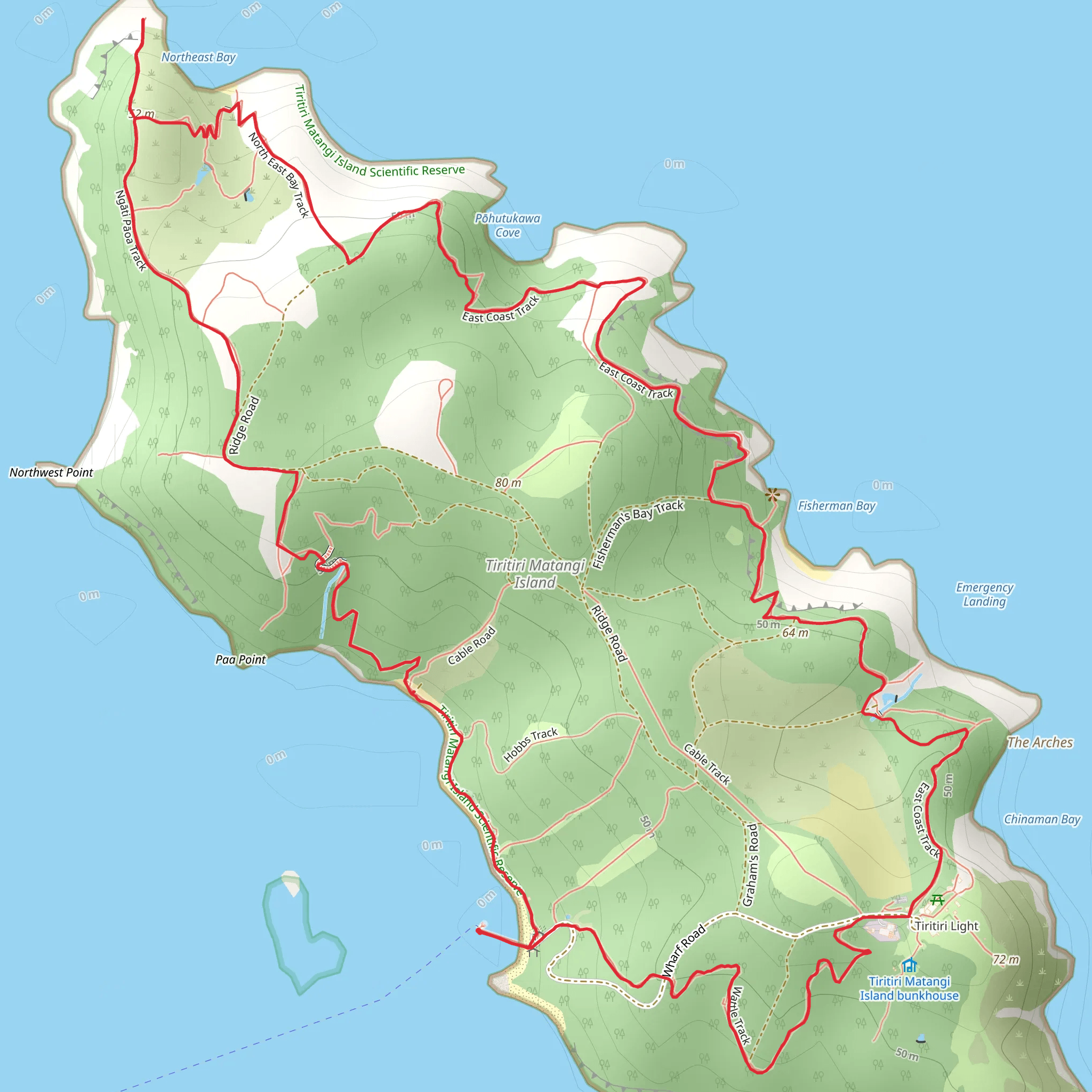 Tiritiri Matangi Island Loop mobile static map
