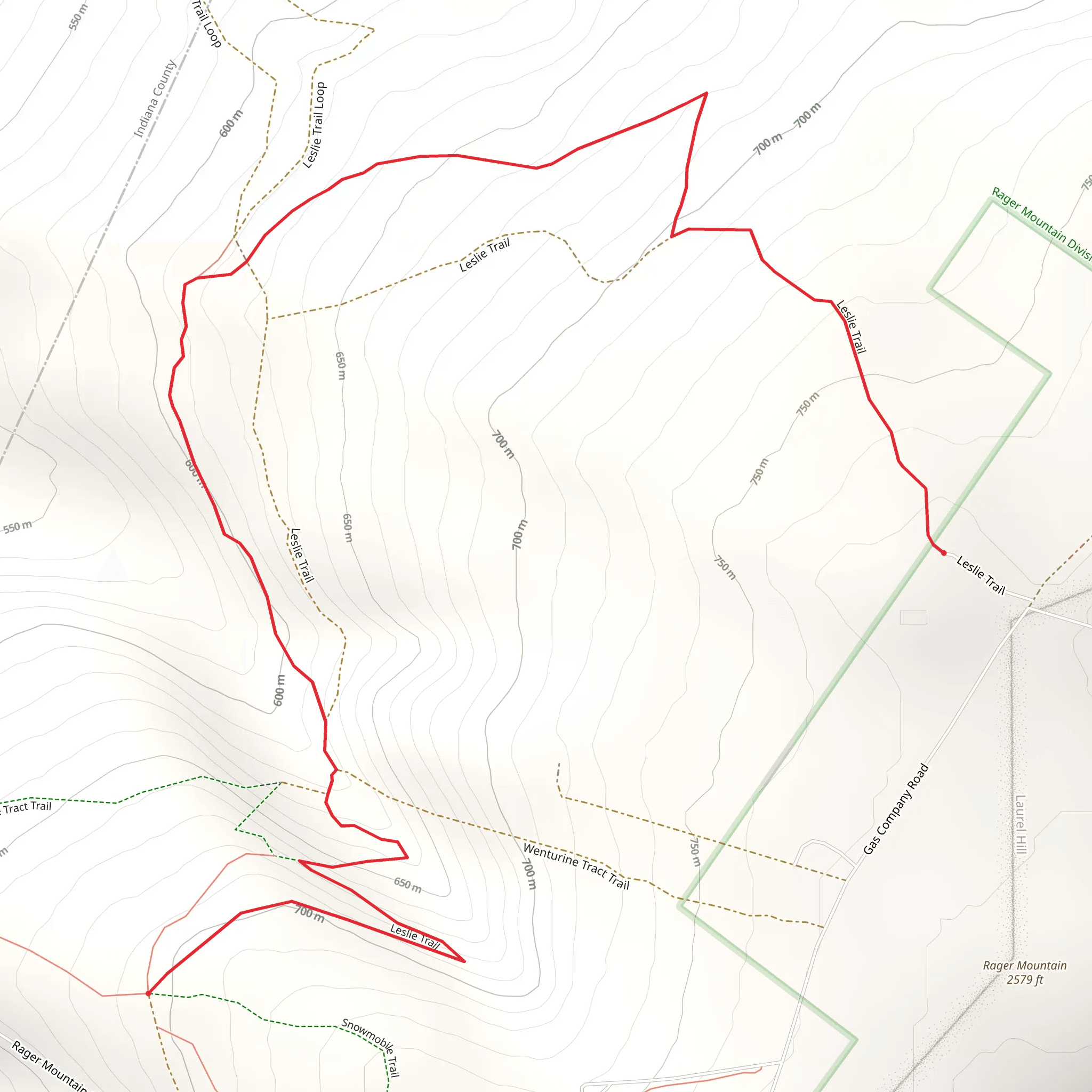 Leslie Trail in Rager Mountain Division mobile static map