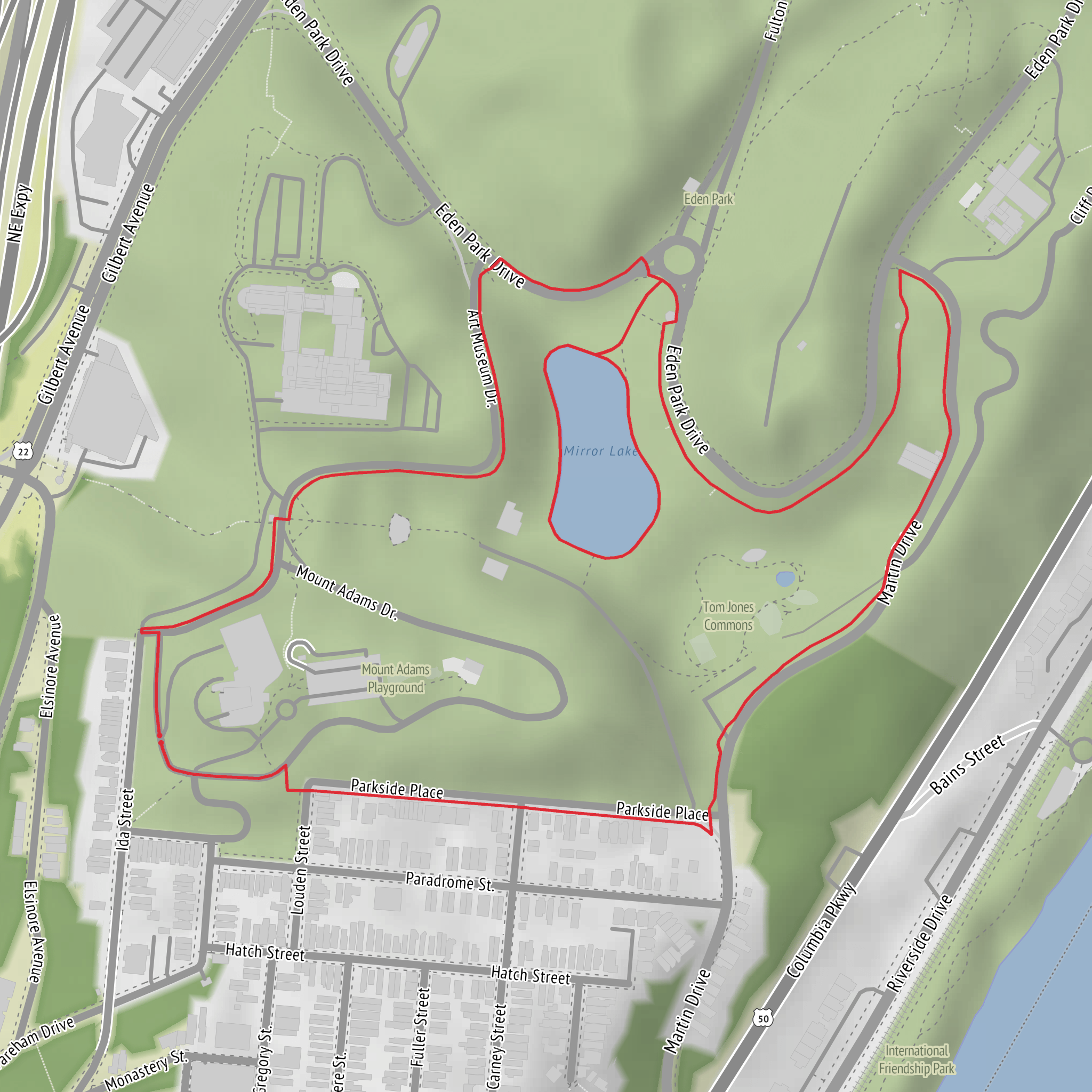 Mirror Lake in Eden Park mobile static map