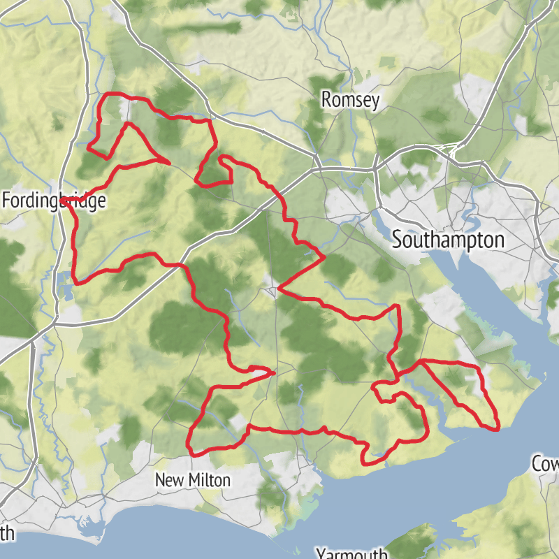 A map preview of the recording New Forest Road Cycling.