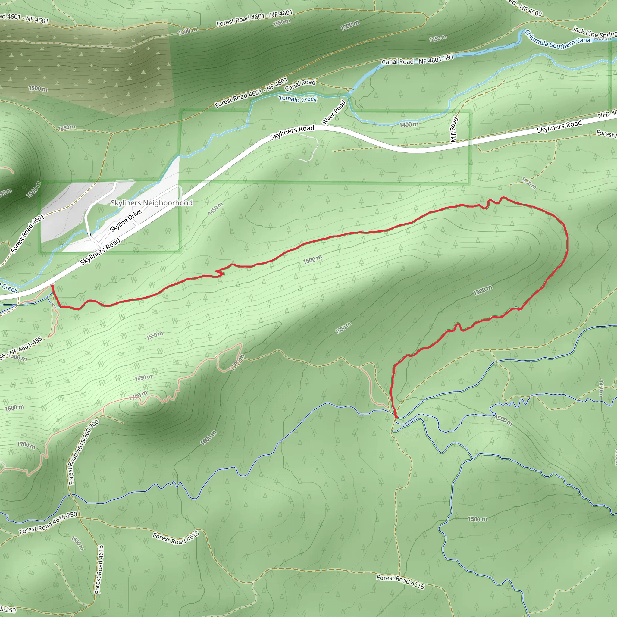 Skyliners Trail mobile static map