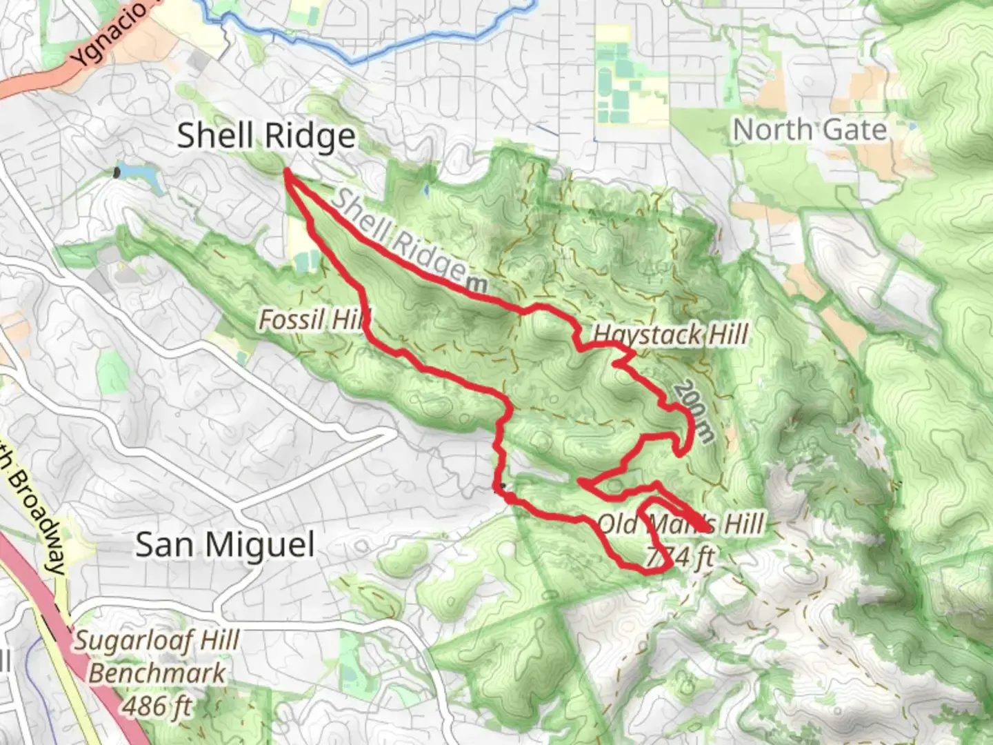 An image depicting the trail Indian Creek, Ridge Top and Twin Ponds Loop Trail and its surrounding area.