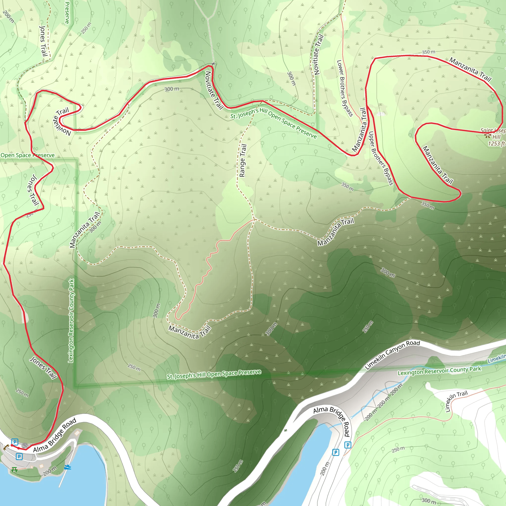 Saint Josephs Hill via Manzanita Trail and Novitiate Trail mobile static map