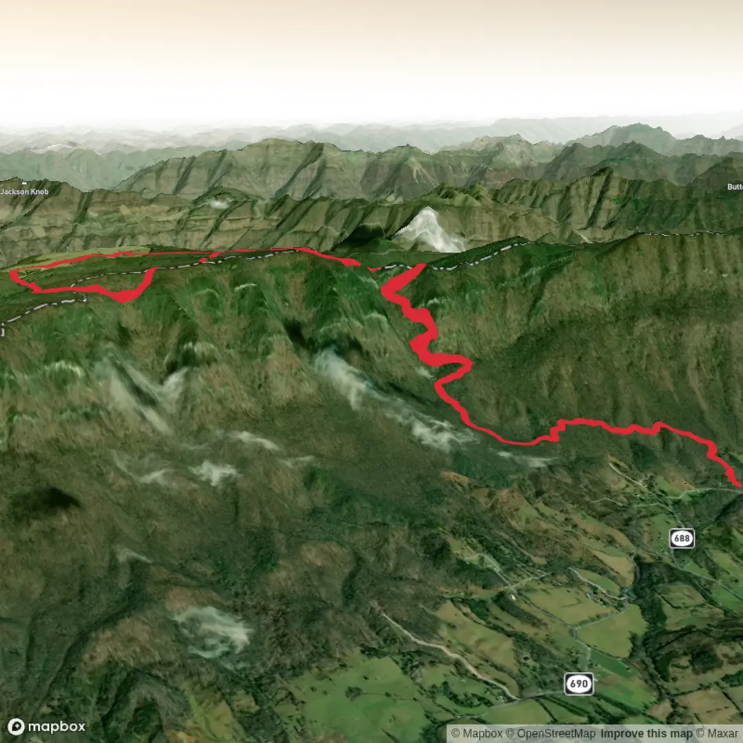 An image depicting the trail Chadwell Gap Trail, Indian Rock Trail and Ridge Trail and its surrounding area.