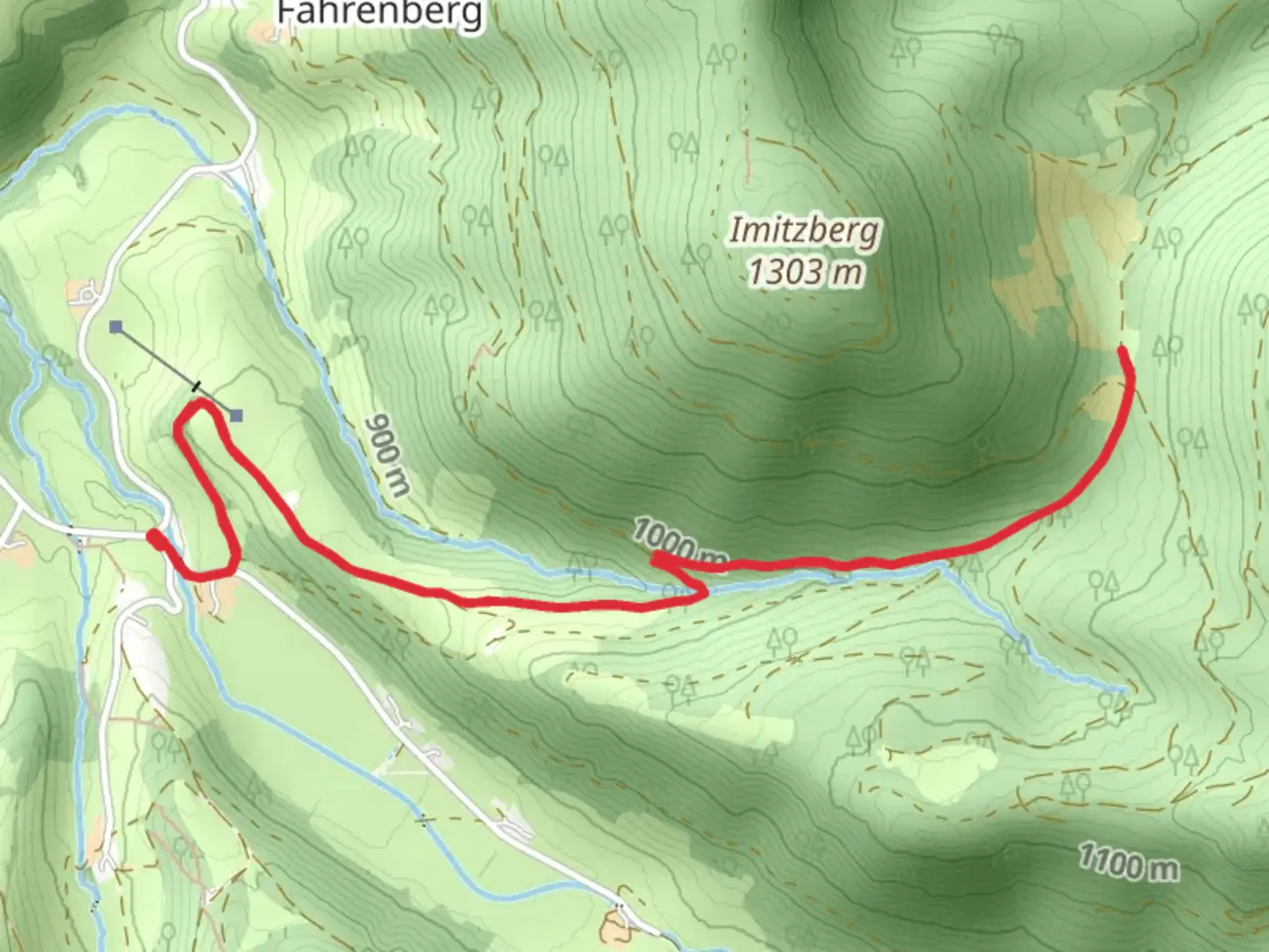 An image depicting the trail Oberweng - Pramfelderreith Alpine Hut and its surrounding area.