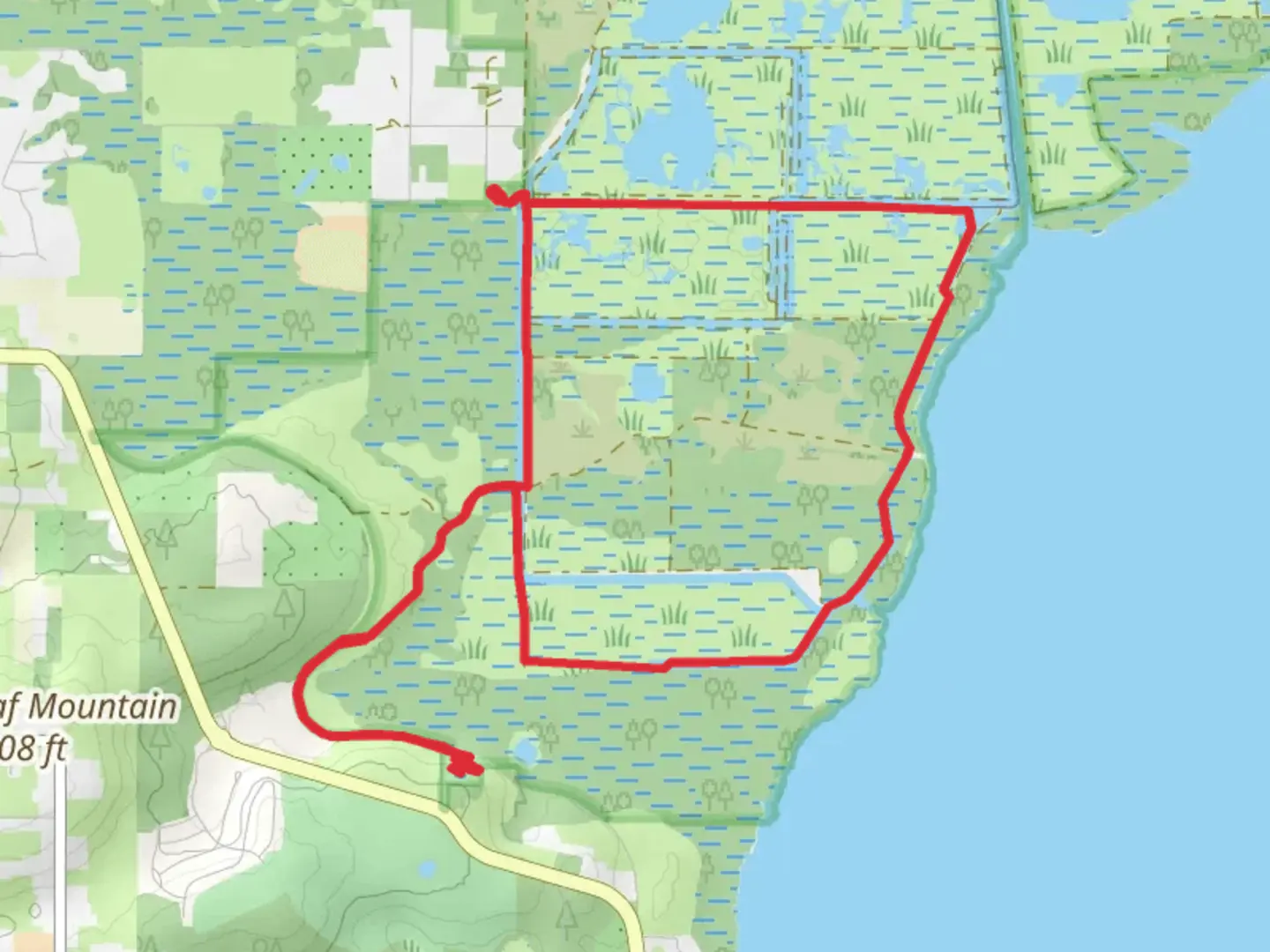 An image depicting the trail Clay Island Loop and its surrounding area.
