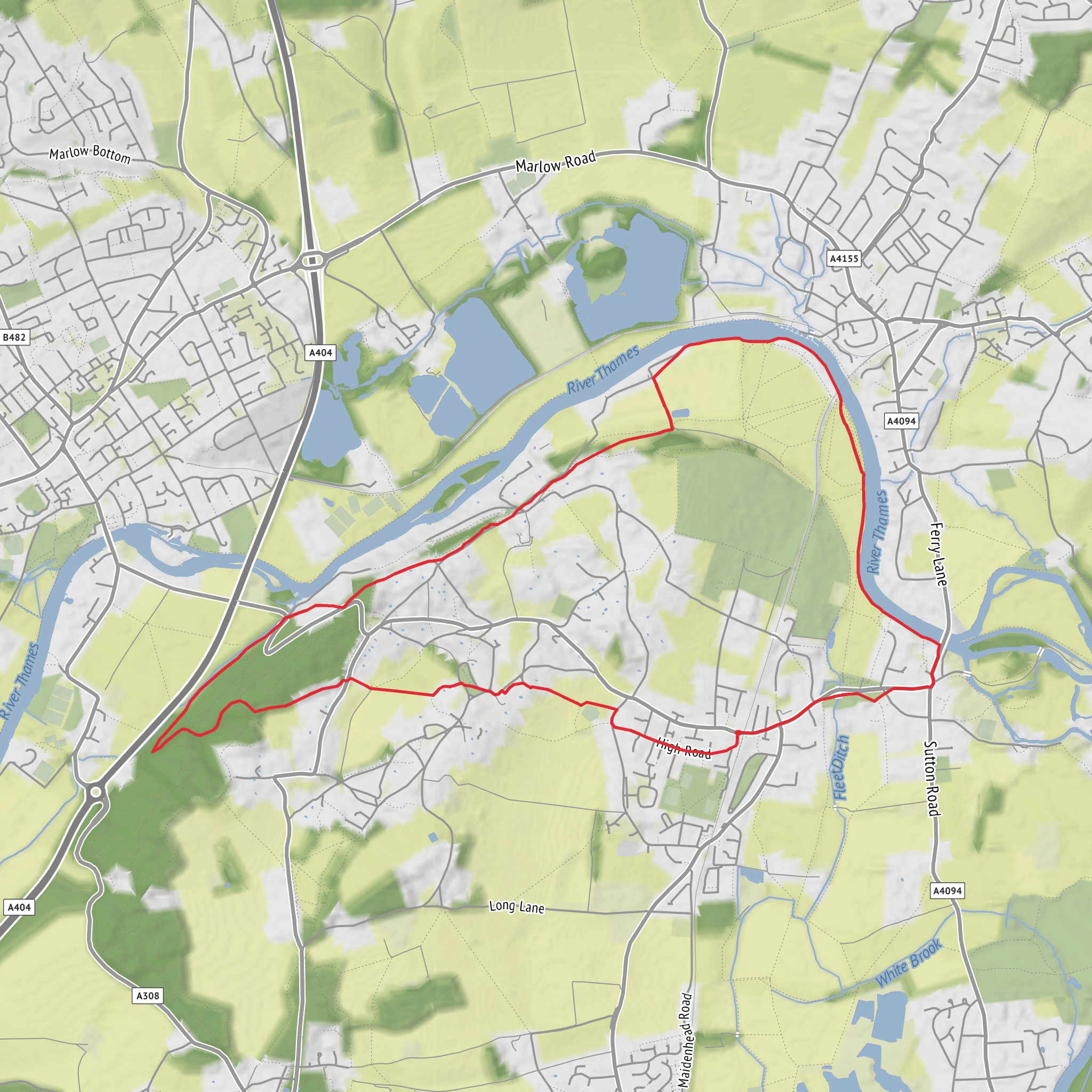 Cookham Dean, Winter Hill and Cock Marsh and Merlins Mead Loop mobile static map