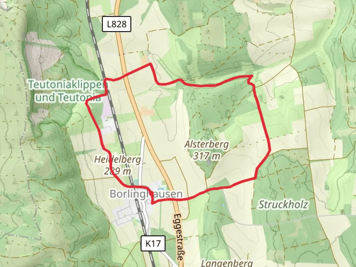 An image depicting the trail Heidelberg via Weißer Weg and its surrounding area.