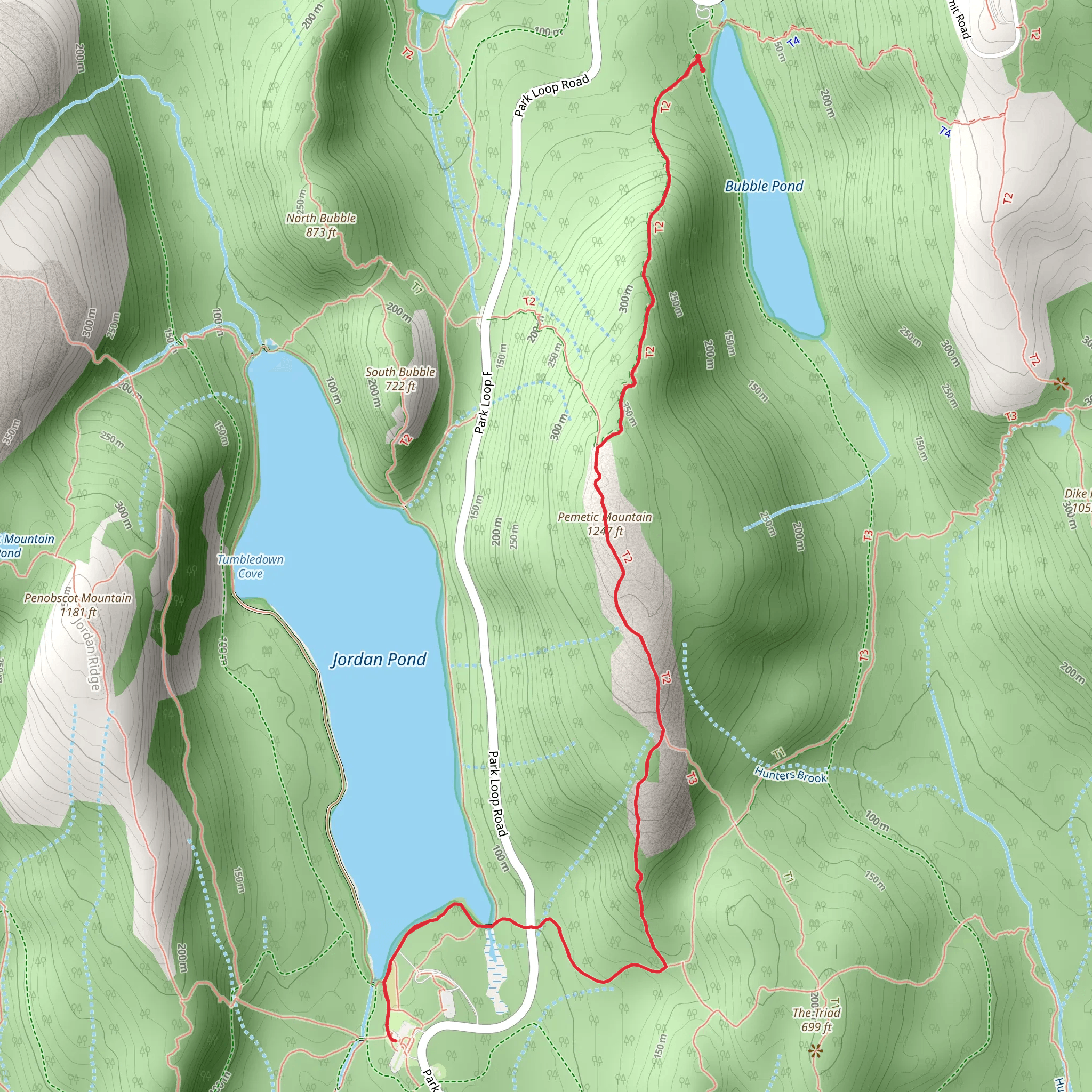Pemetic Mountain and Jordan Pond mobile static map