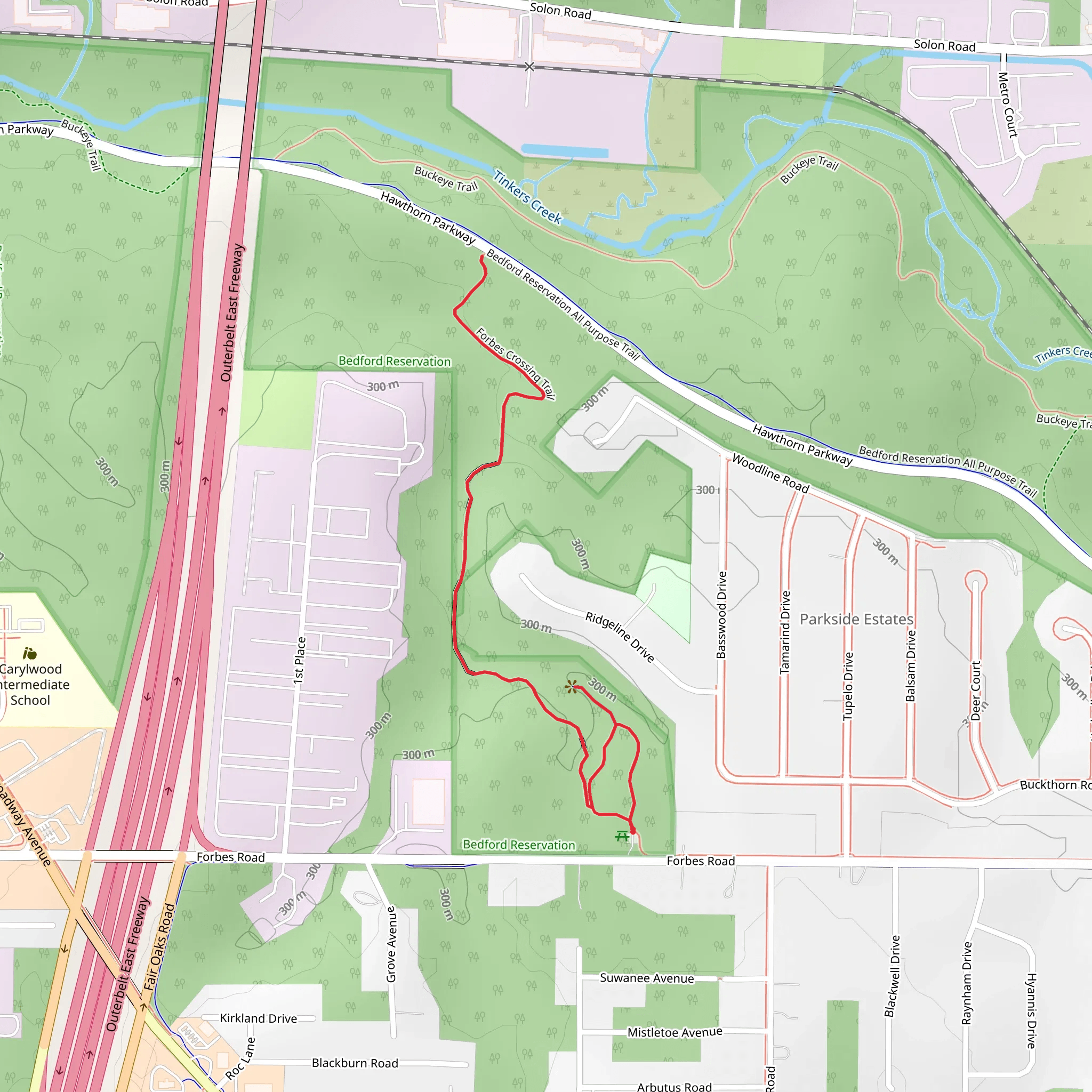 Forbes Crossing and Forbes Woods Ridge Loop Trail mobile static map