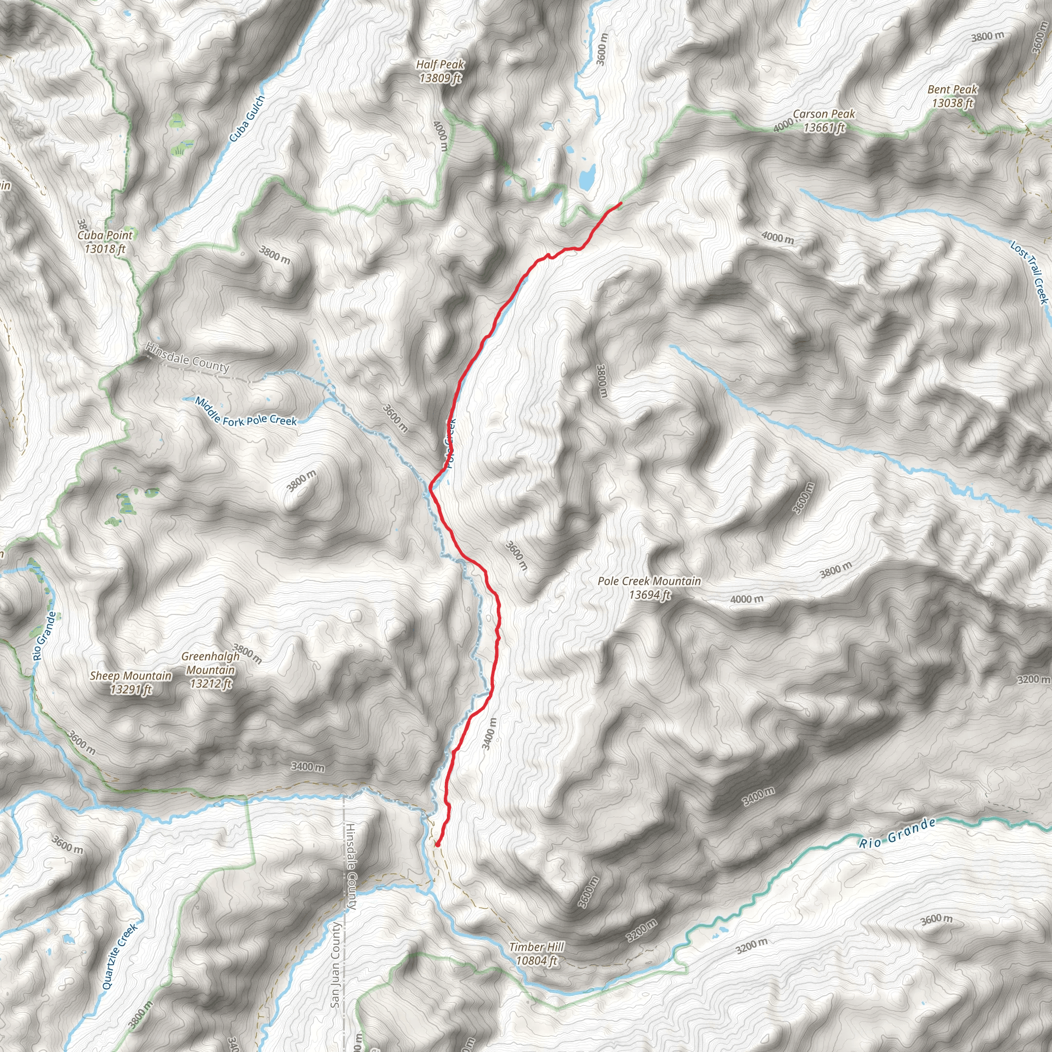 Pole Creek Trail mobile static map