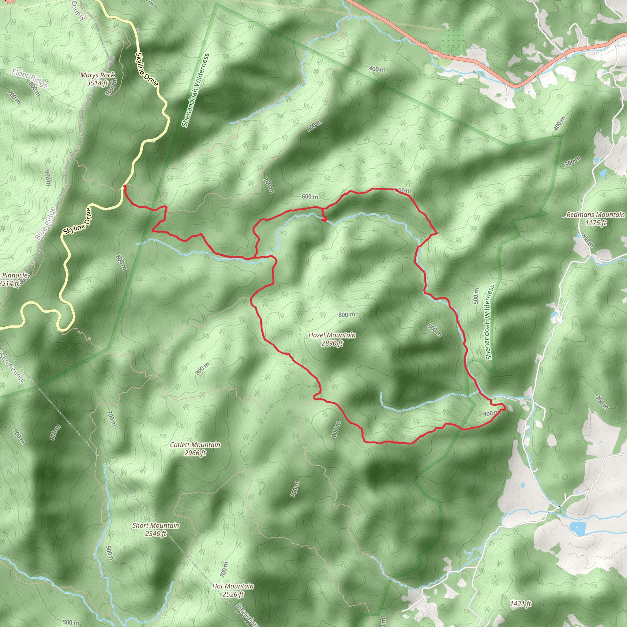 Hazel Mountain Loop via Hazel River mobile static map