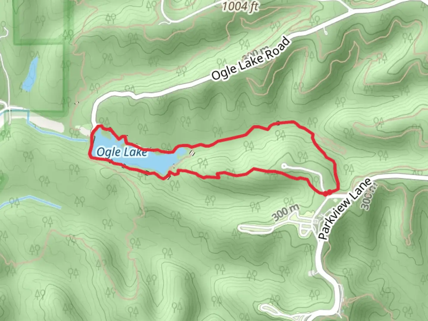 An image depicting the trail Ogle Lake and Trail 4- 5 Loop and its surrounding area.