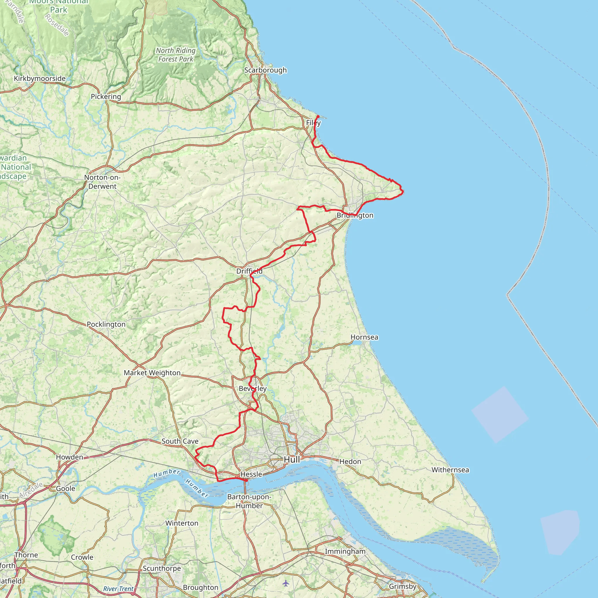 Hessle to Filey Walk mobile static map
