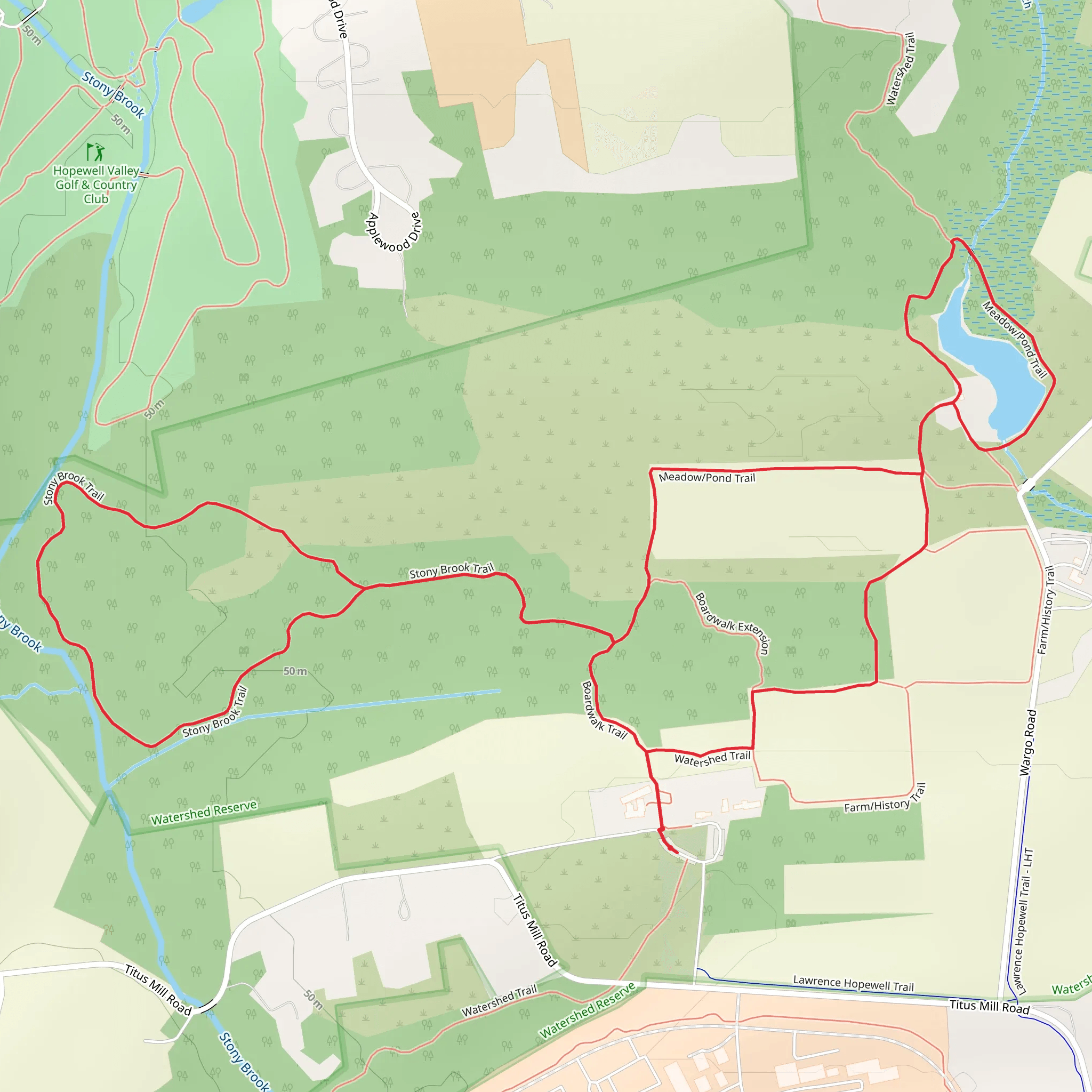 Watershed, Pond and Stony Brook Loop Trail mobile static map