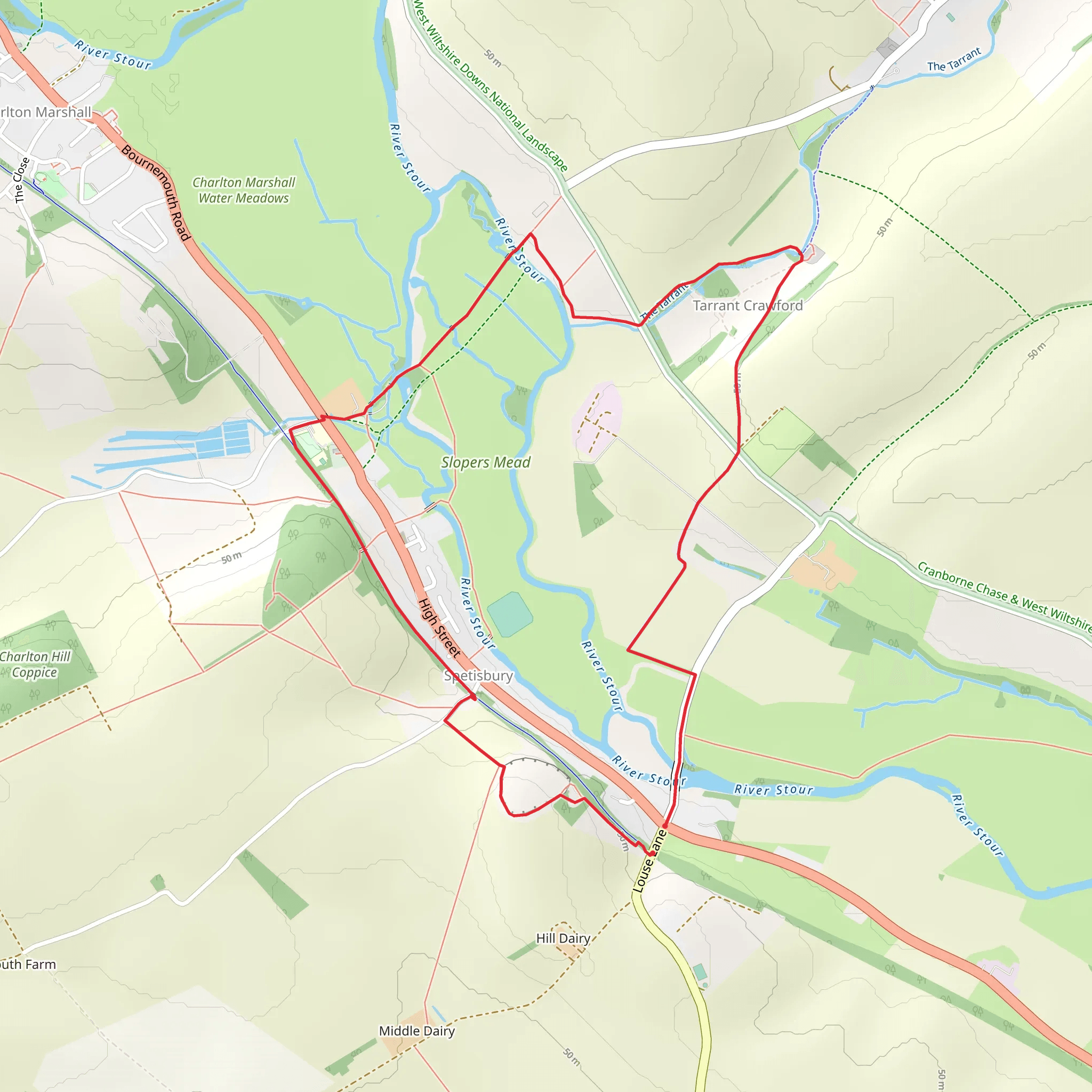 Spetisbury Loop mobile static map