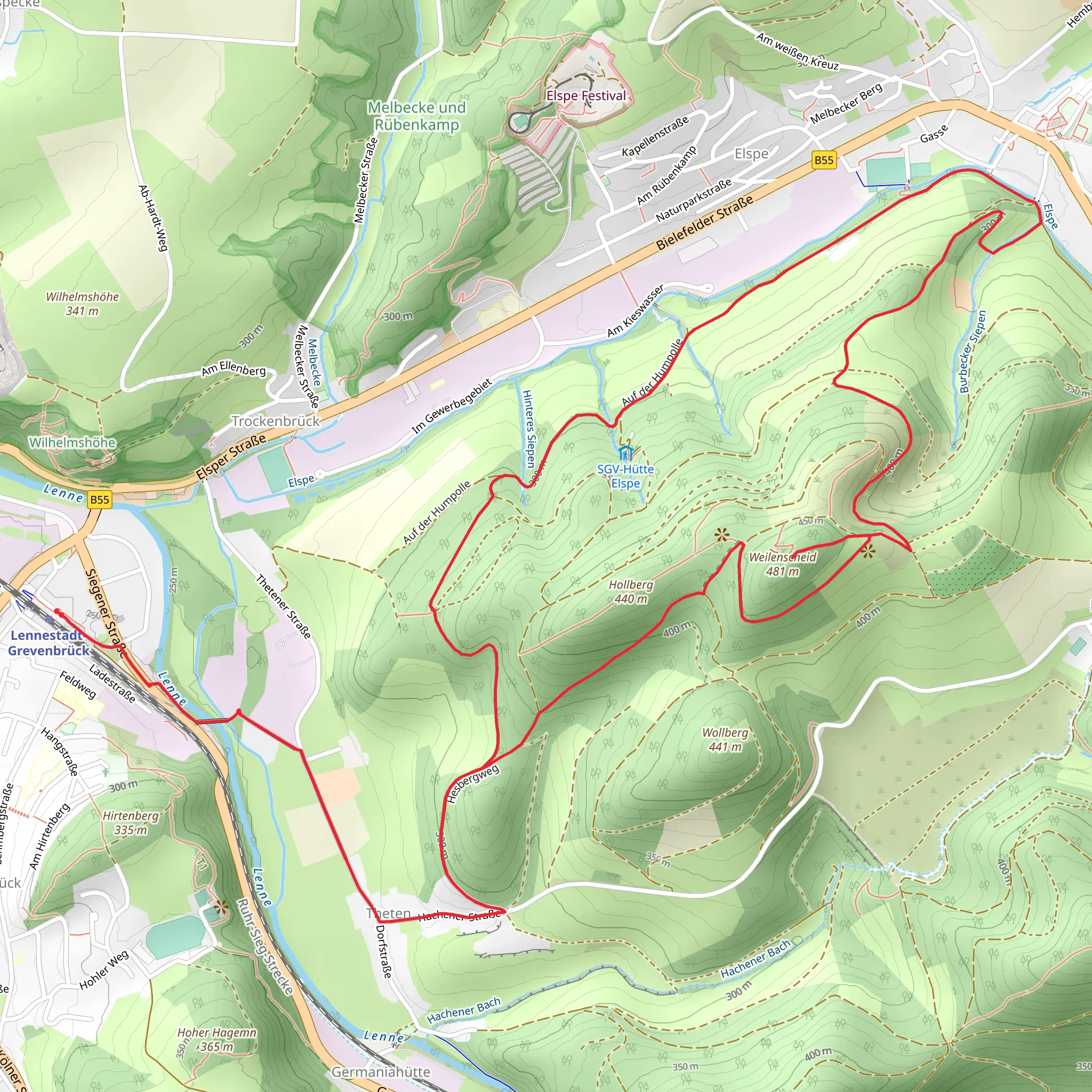 Wallburgturm via Auf der Humpolle mobile static map