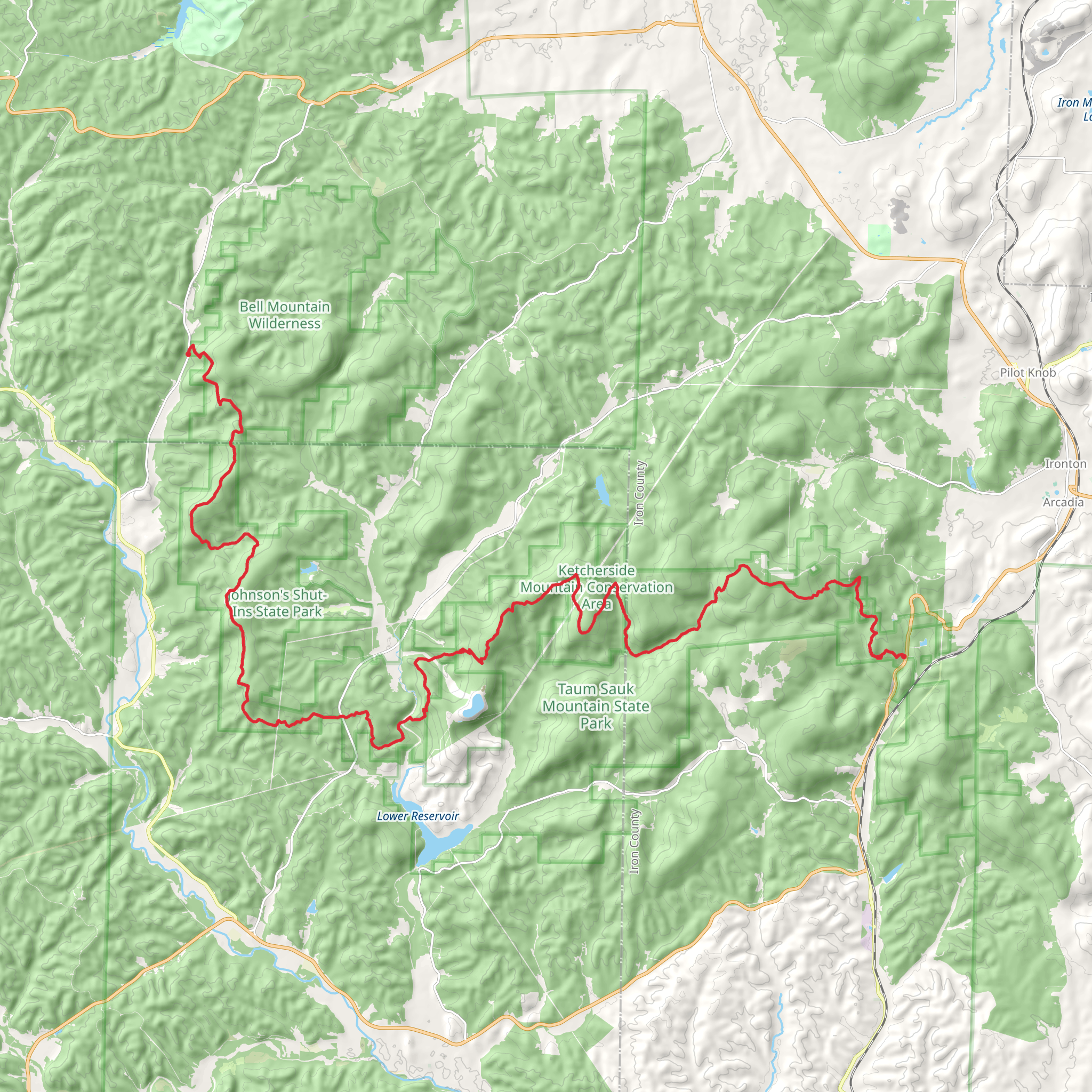 Taum Sauk Mountain - Ozark Trail - Taum Sauk Section mobile static map