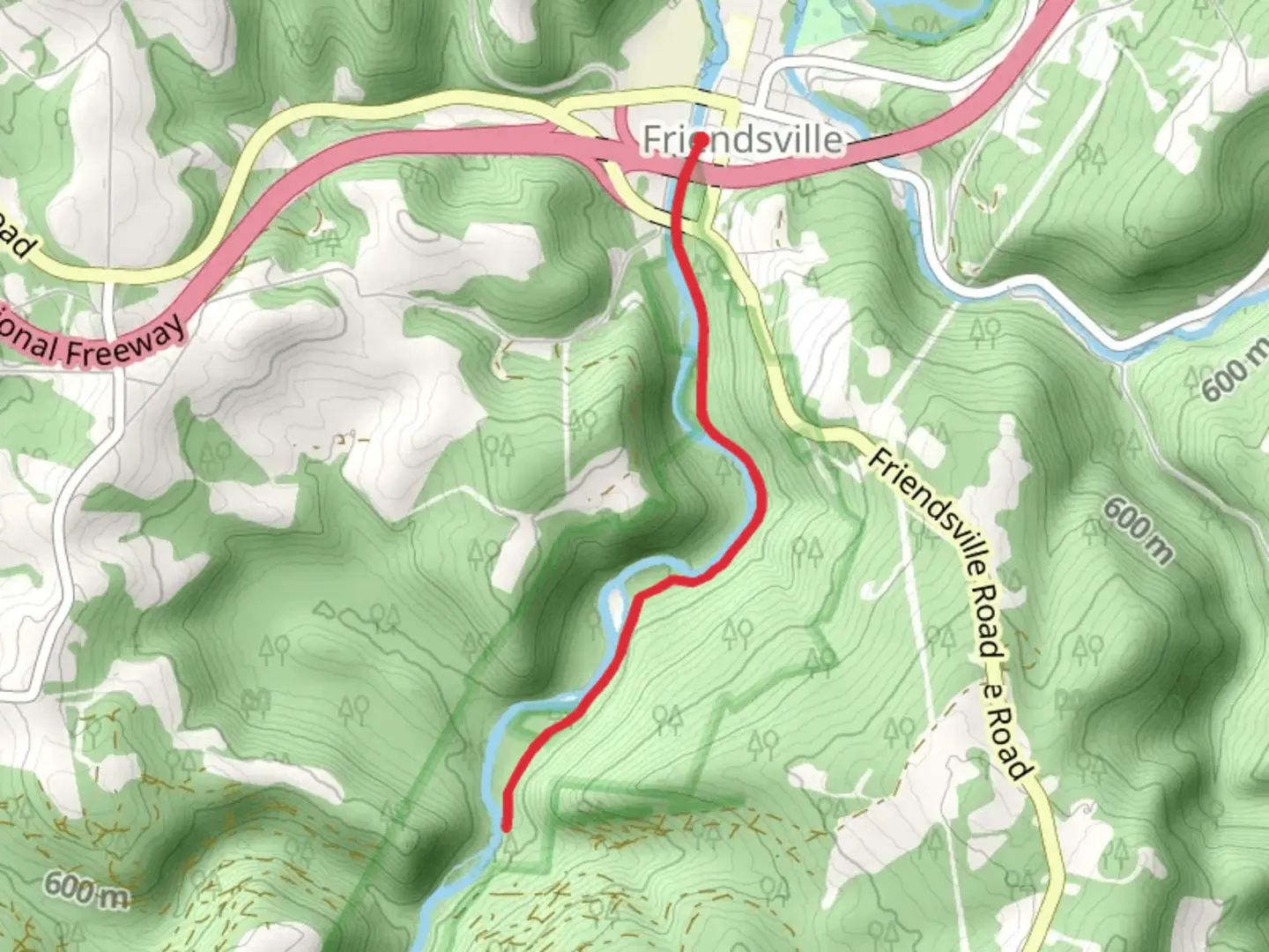 An image depicting the trail Friendsville to Kendall and its surrounding area.