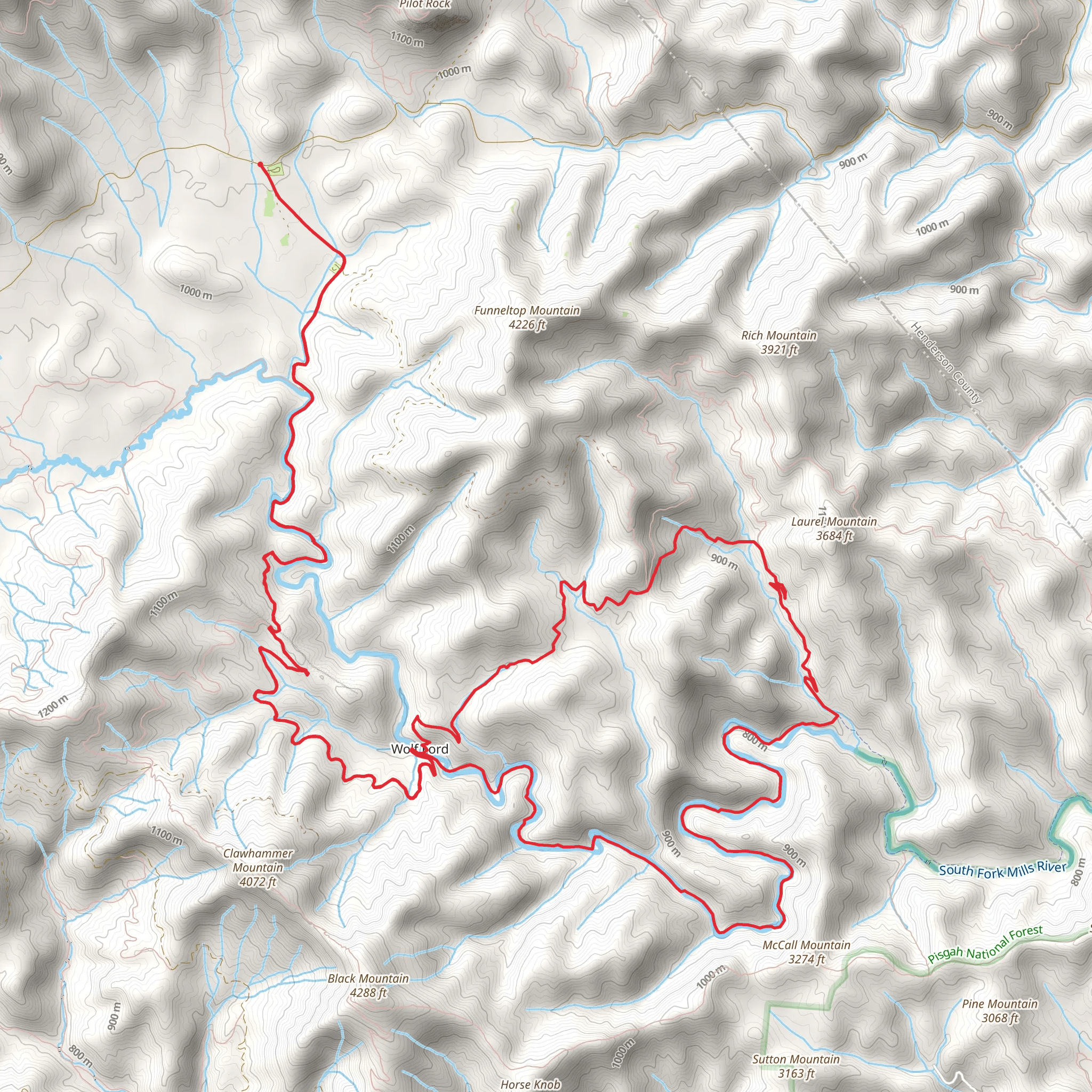 South Mills River Road, Cantrell Creek and Squirrel Gap Loop mobile static map
