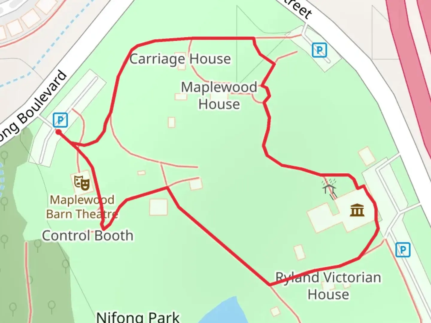An image depicting the trail East Nifong Boulevard Loop and its surrounding area.