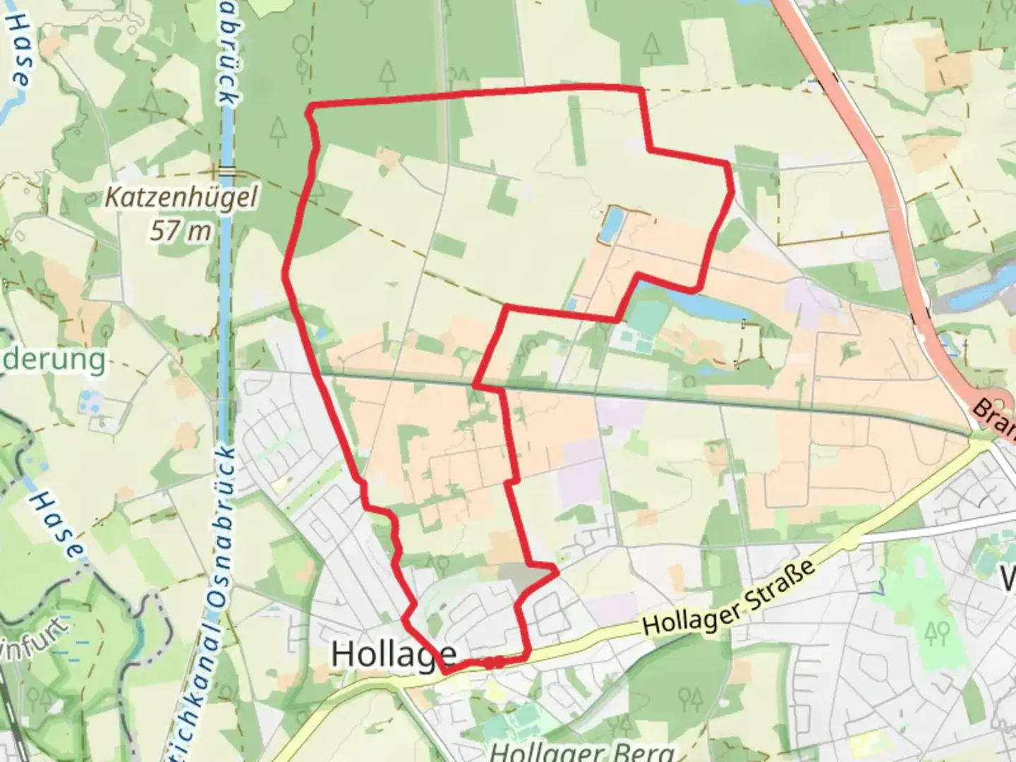 An image depicting the trail Schwarzer See via Hollager Rundwanderweg and its surrounding area.