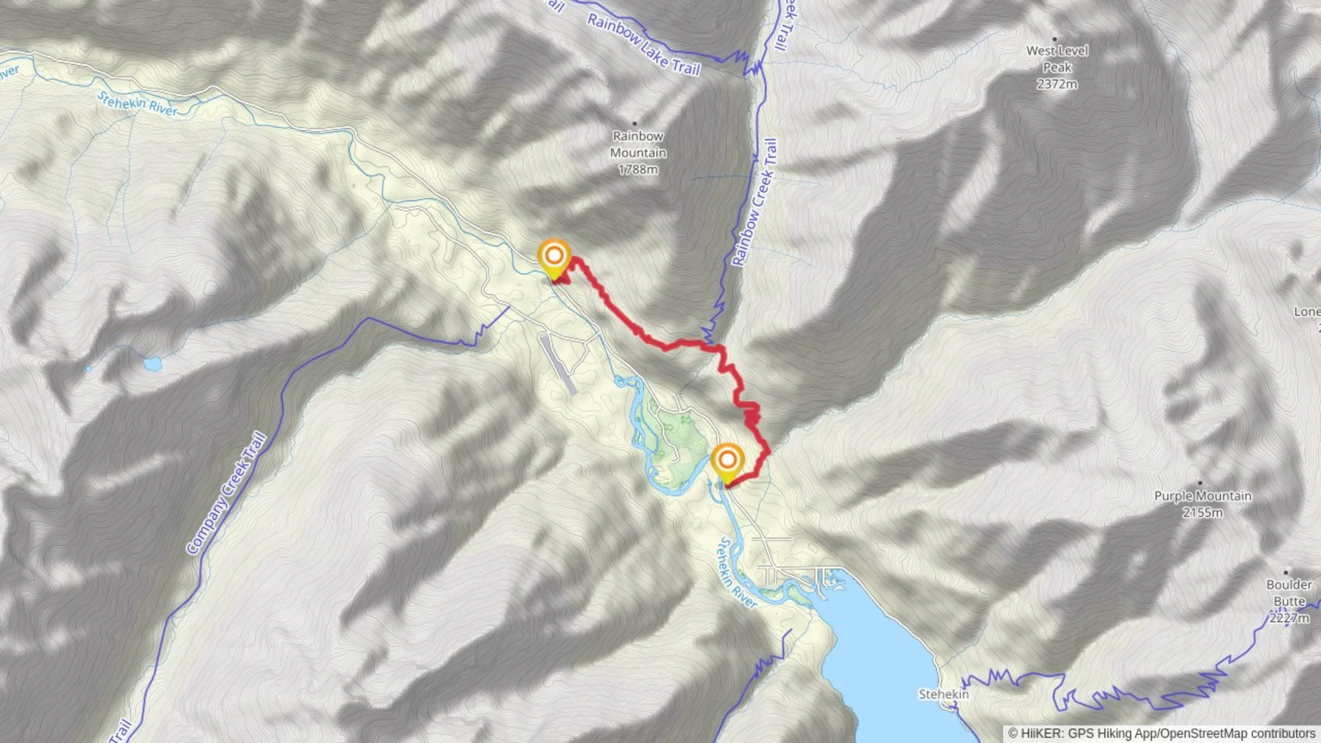 An image depicting the trail Rainbow Loop Trail and its surrounding area.