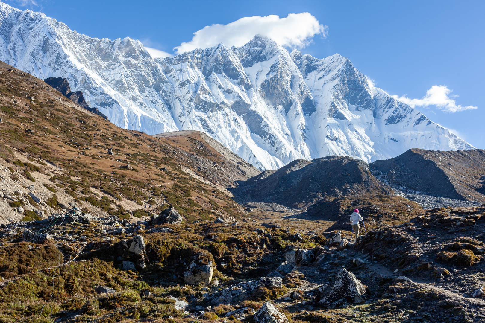 An image depicting the trail Everest Base Camp 3 Passes Trek and its surrounding area.