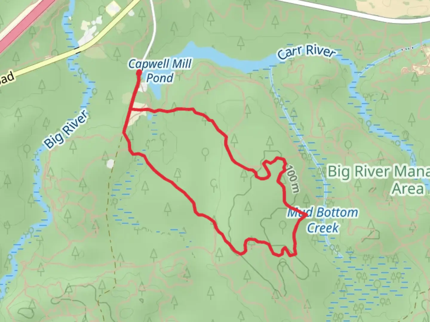 An image depicting the trail Steeple Chase and Sizzler Loop and its surrounding area.
