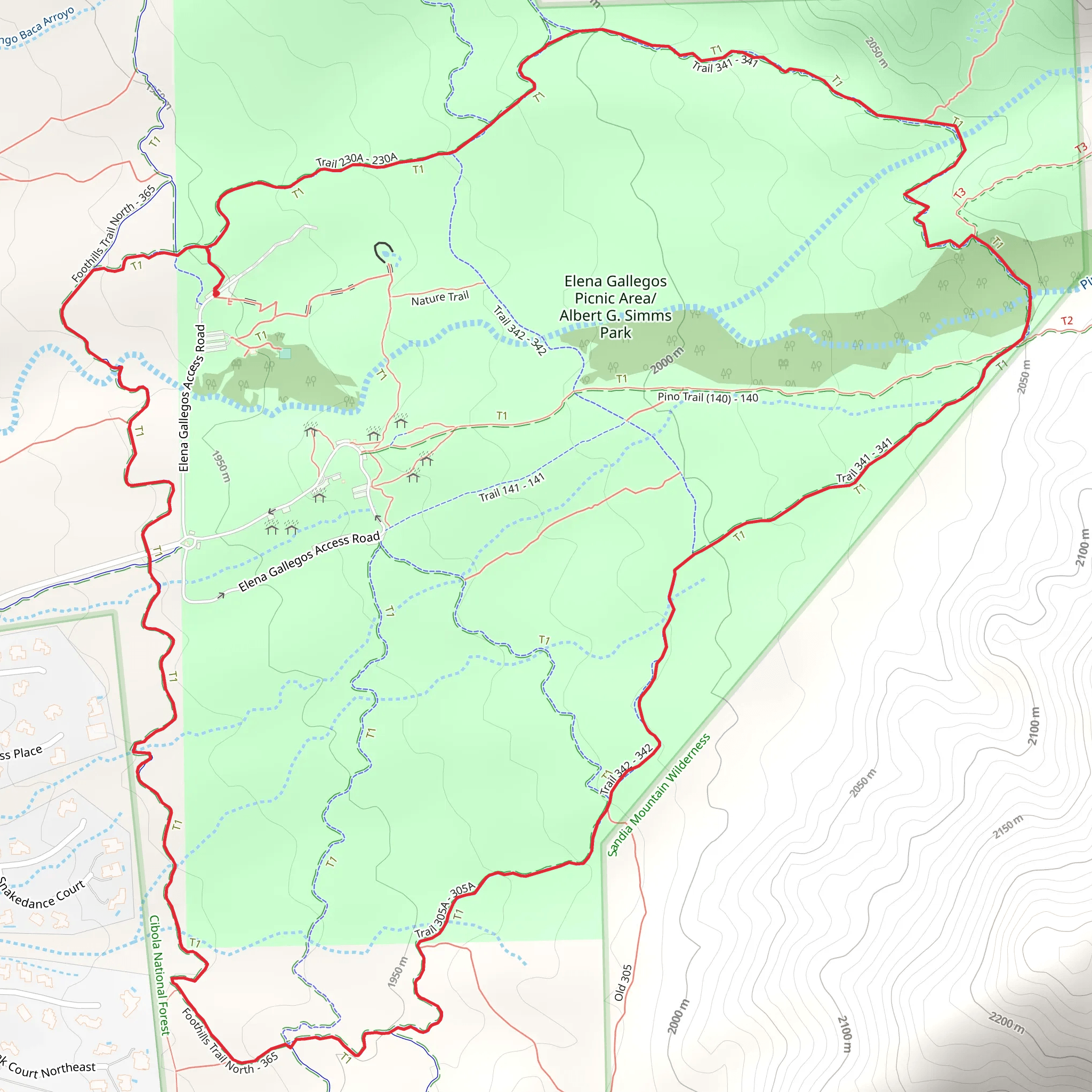 Foothills Trail and Trail 341 Loop mobile static map