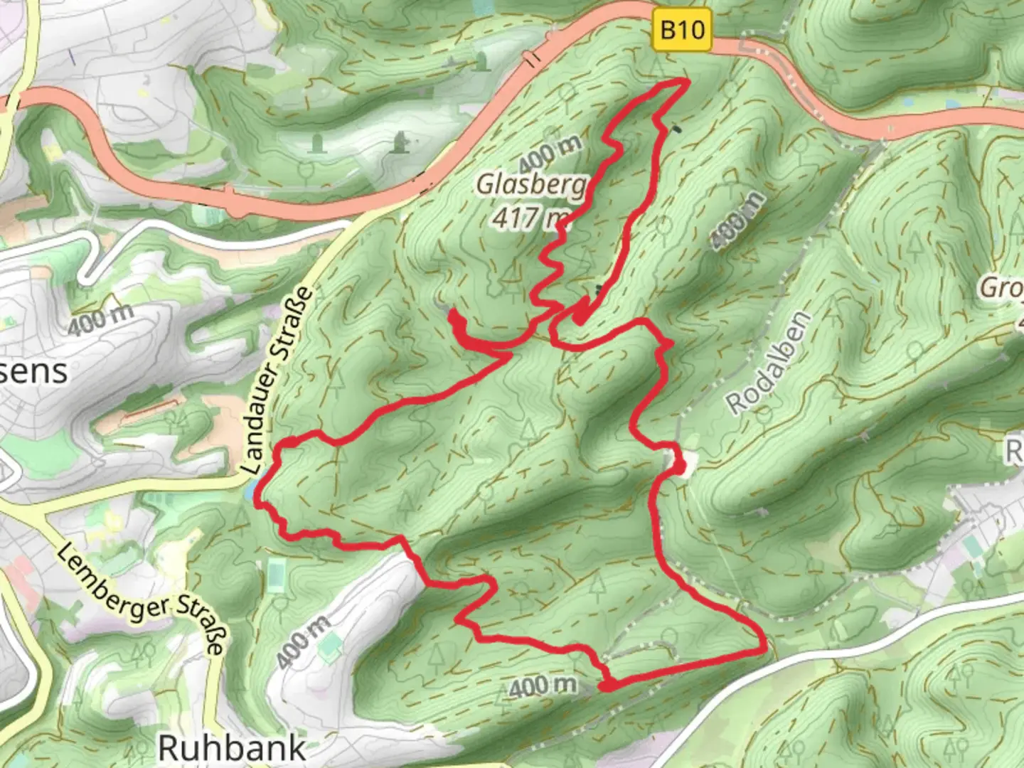An image depicting the trail Felsenwaldtour Loop via Gebrochener Fels and its surrounding area.