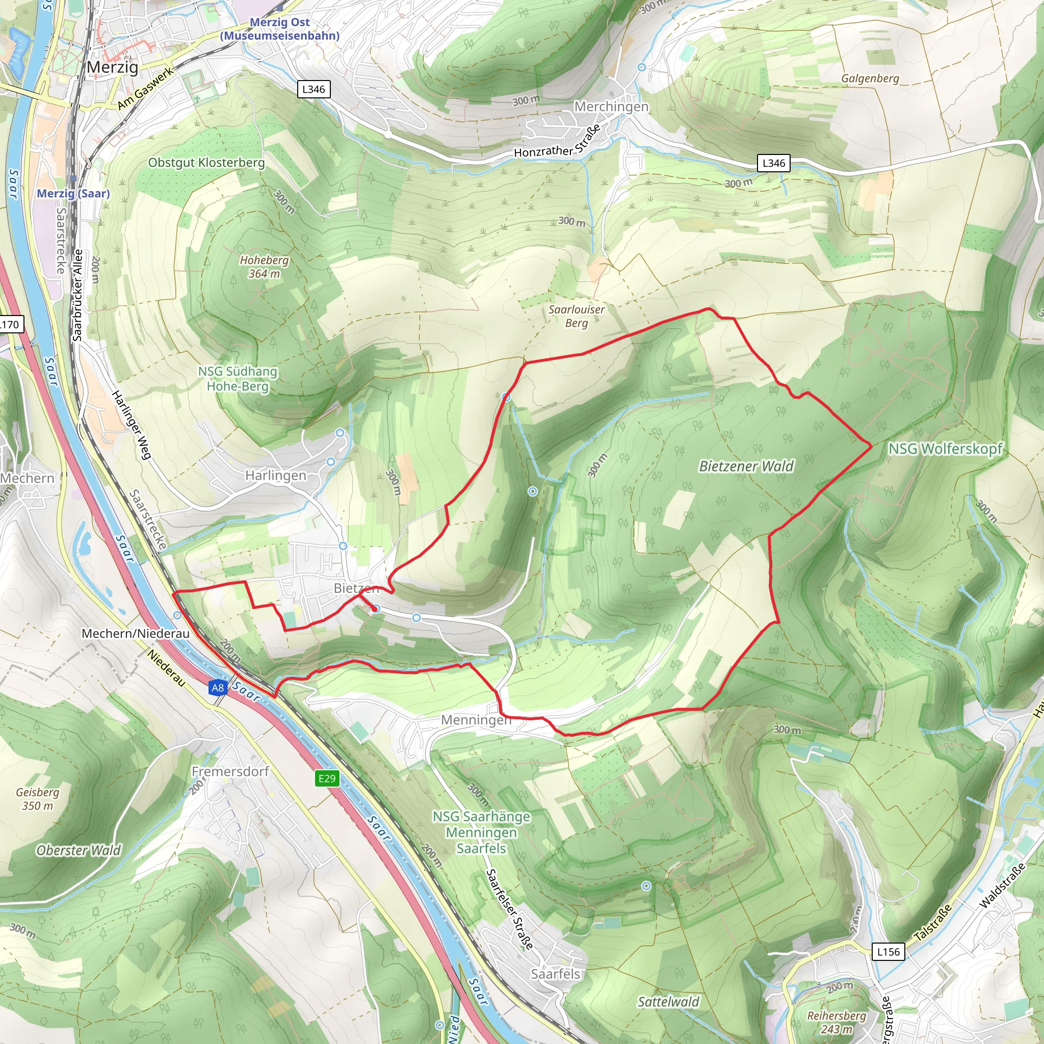 Bietzener Wald Loop mobile static map