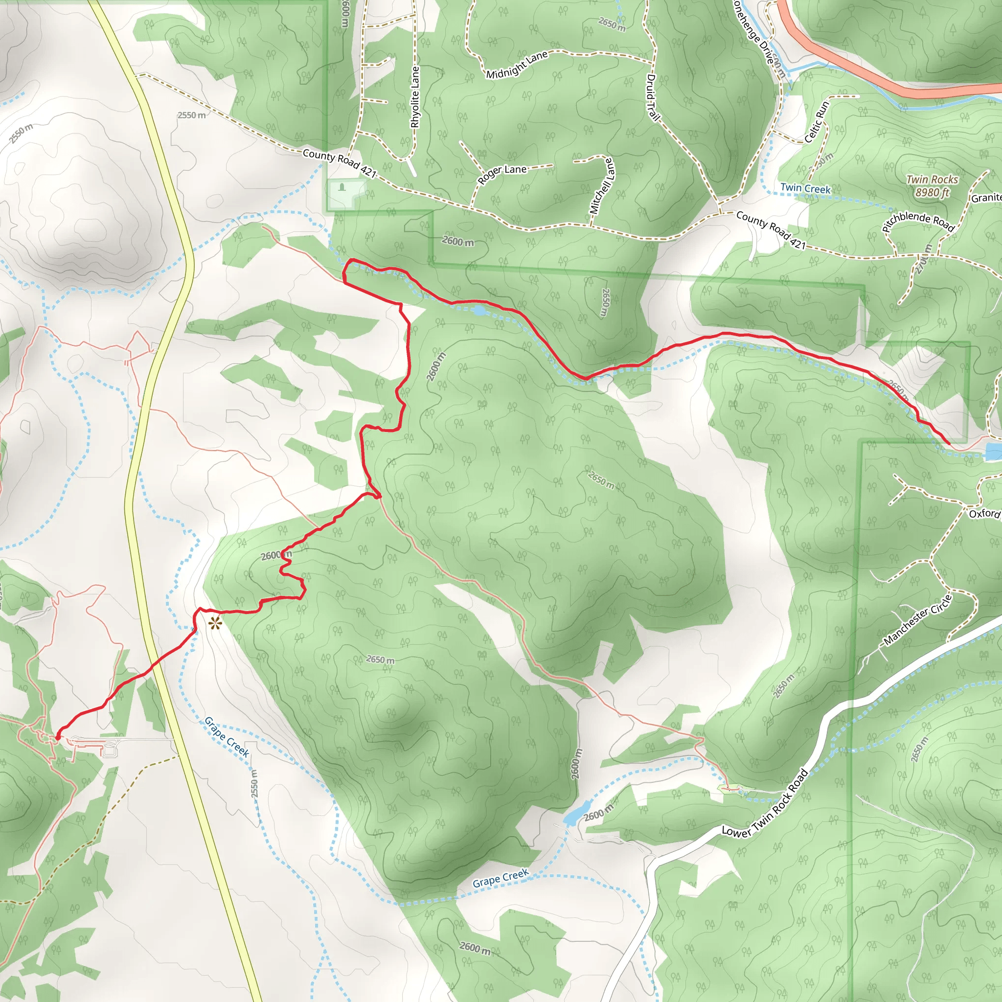 Twin Rock Trail mobile static map
