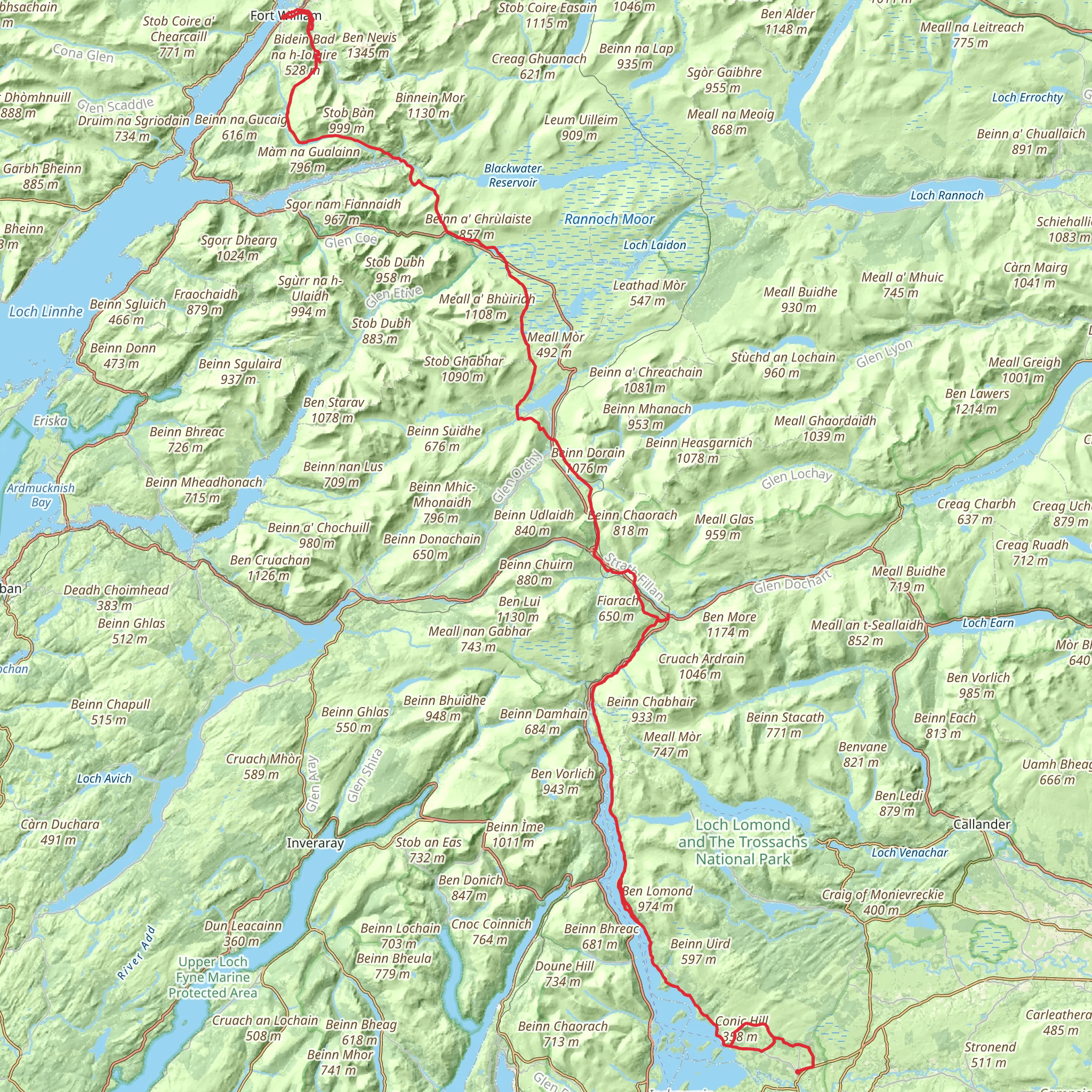 West Highland Way 7-Day Challenging Tour (Hillwalk Tours) mobile static map