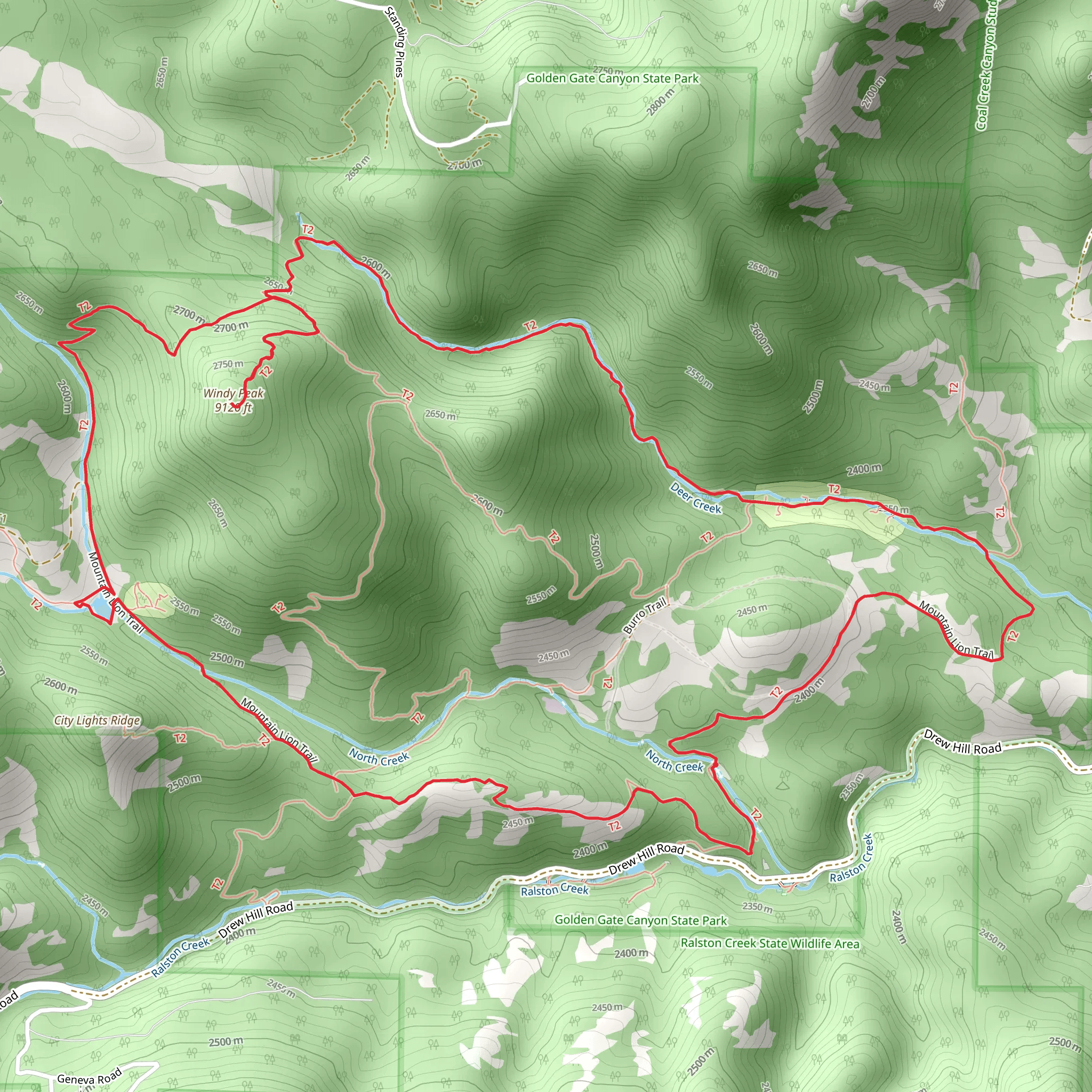 Windy Peak and Mountain Lion Loop Trail mobile static map