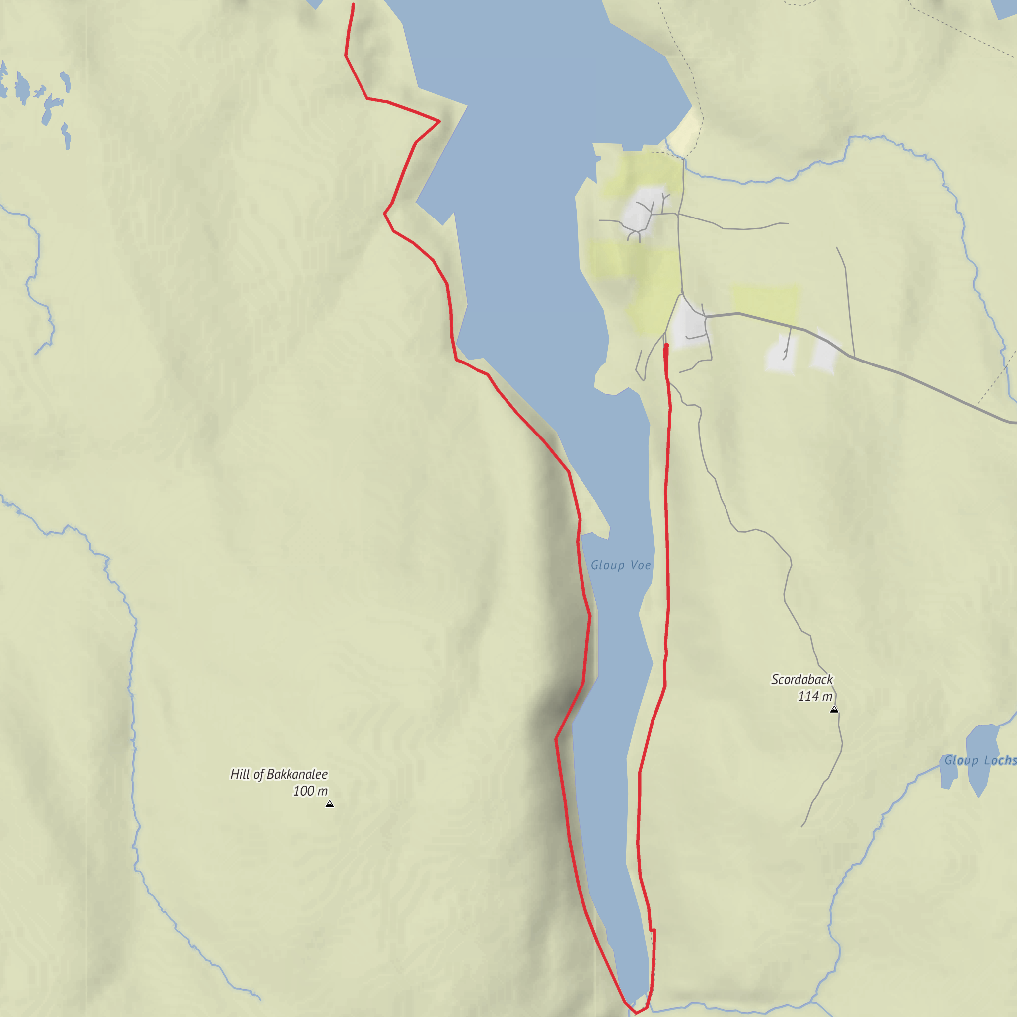 Gloup to Stouraba via Tonga and Gloup Voe mobile static map